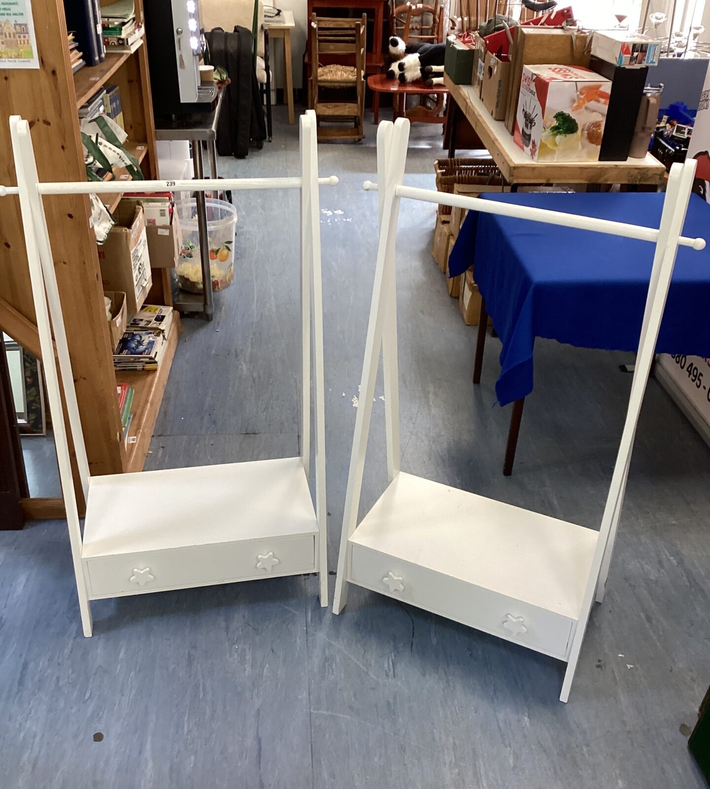 Two White Childrens bedroom Clothes Rails
