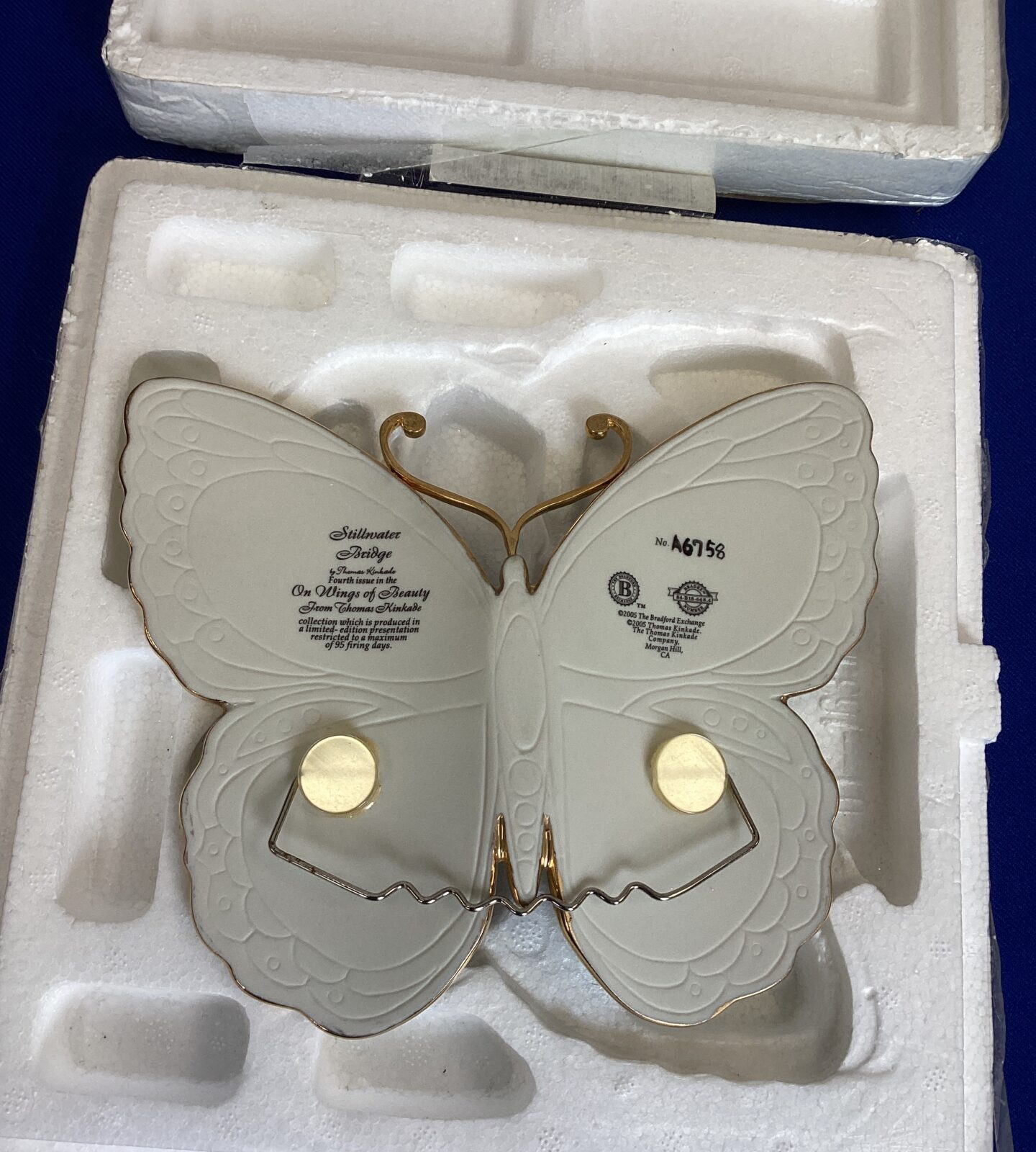 Stillwater Bridge Pottery on the wings of beauty butterfly with certificate - Image 2