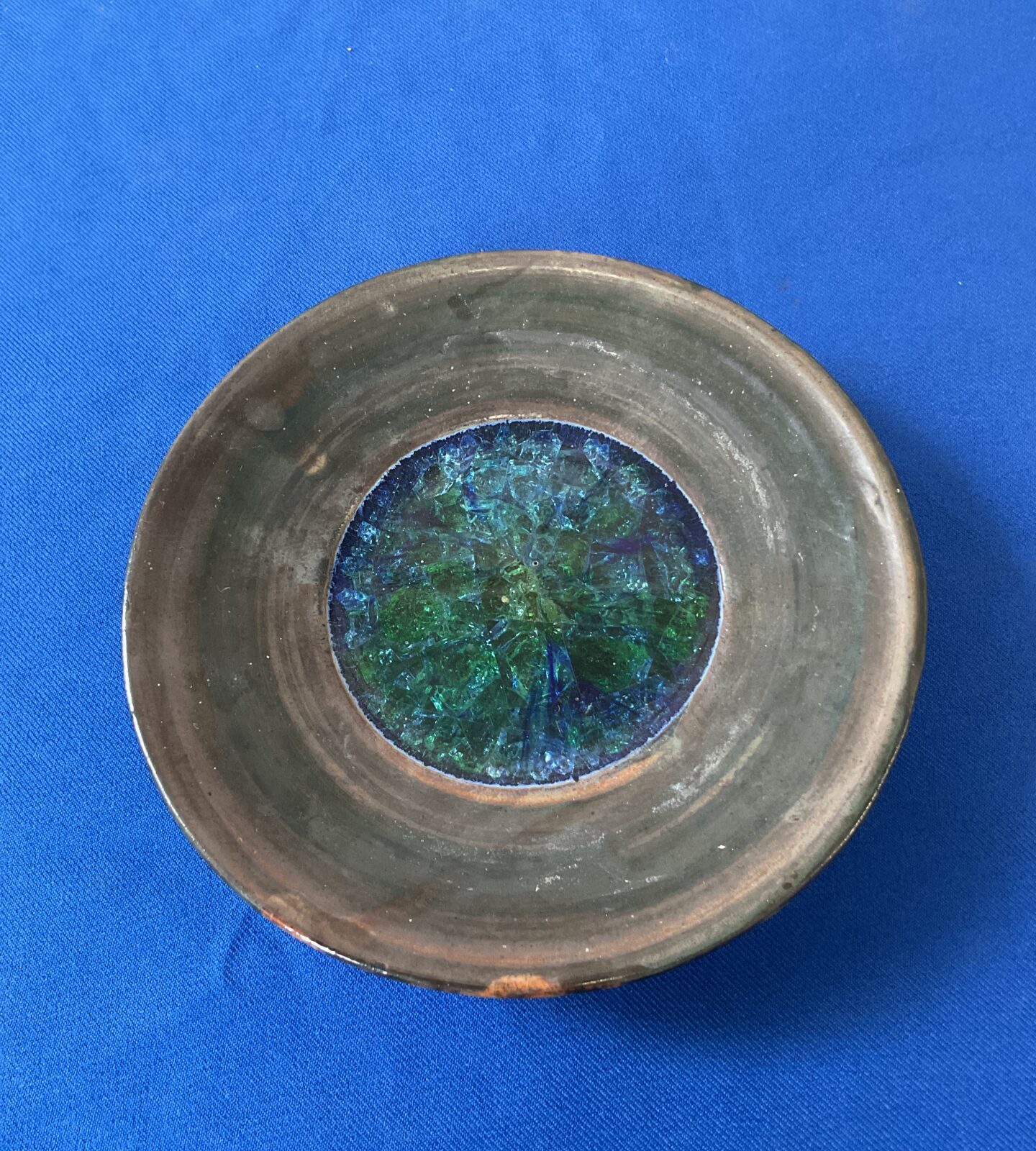 Marc folkstone studio pottery & stained glass dish