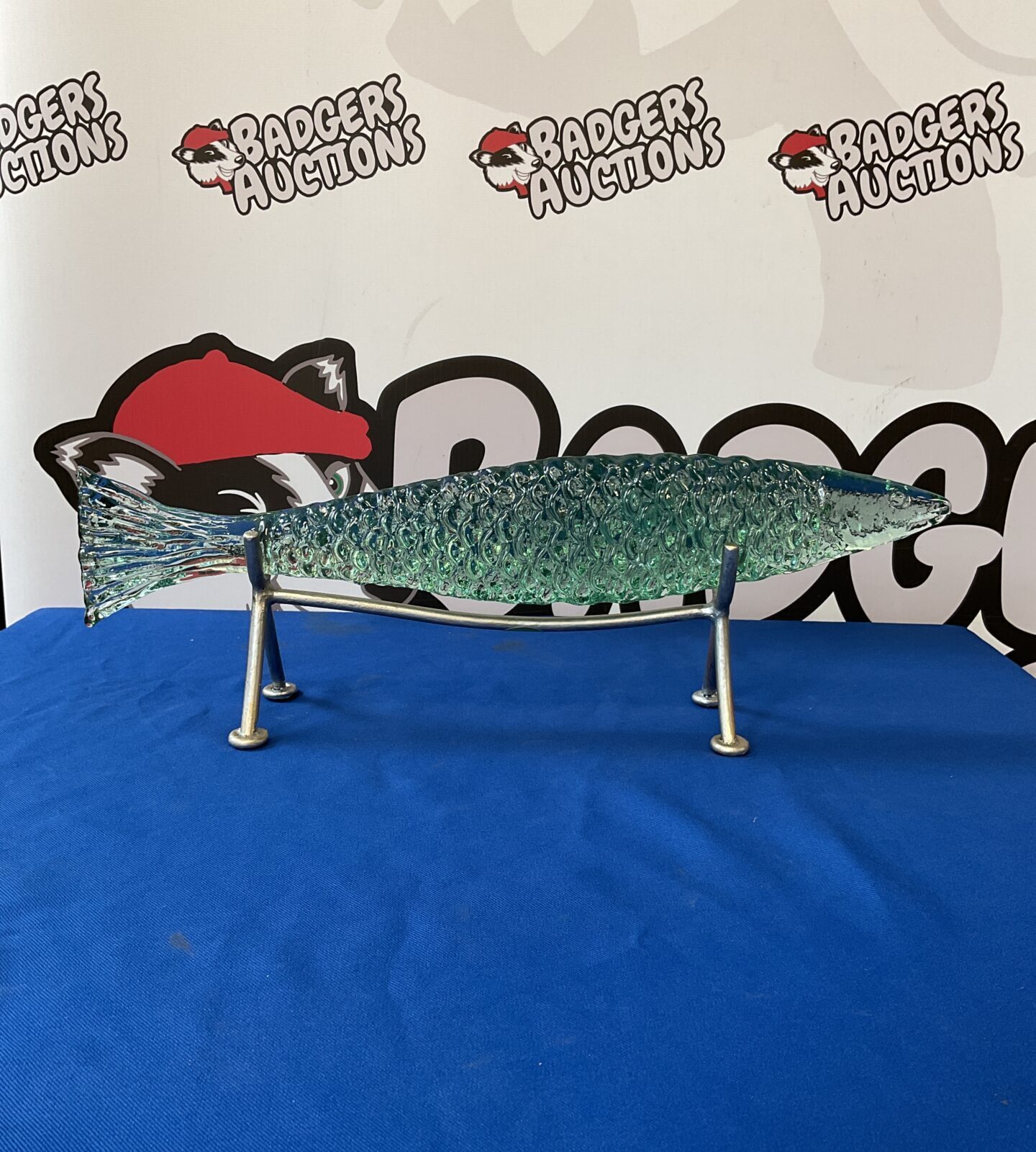 Palecek art glass fish with display stand