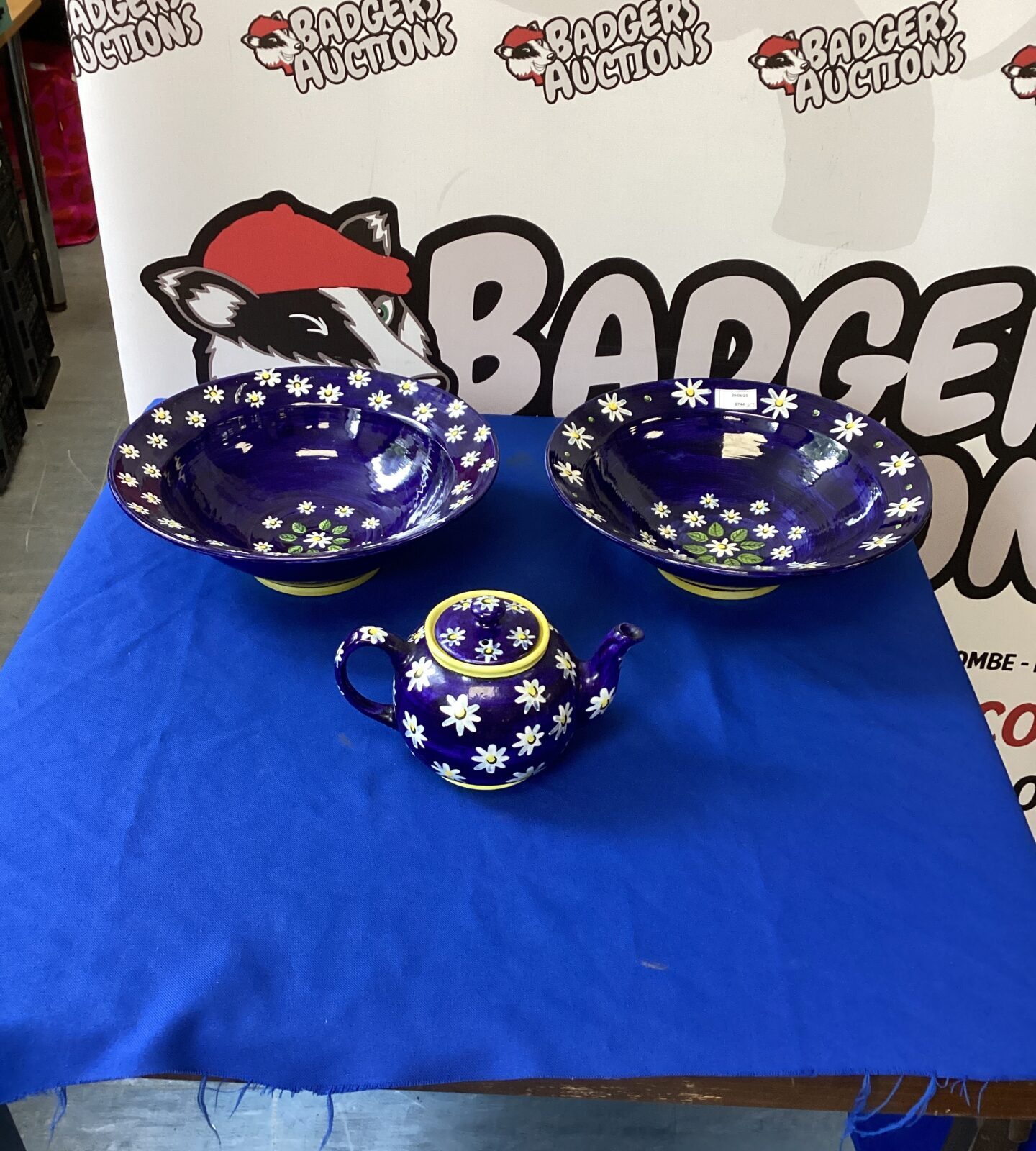 Signed Handpainted Bowls and Tea Pot