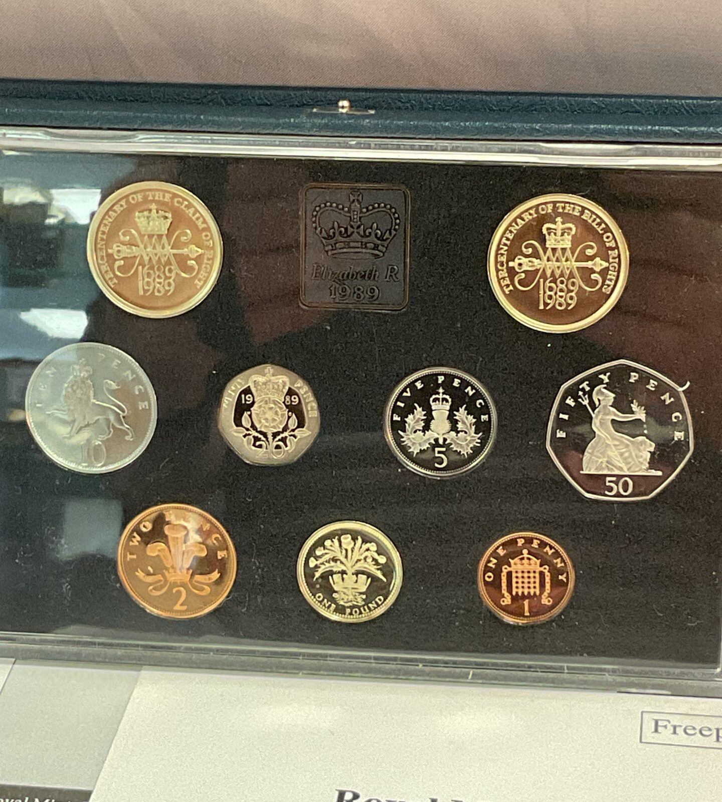 1989 proof set inc claim of rights Two pound coin