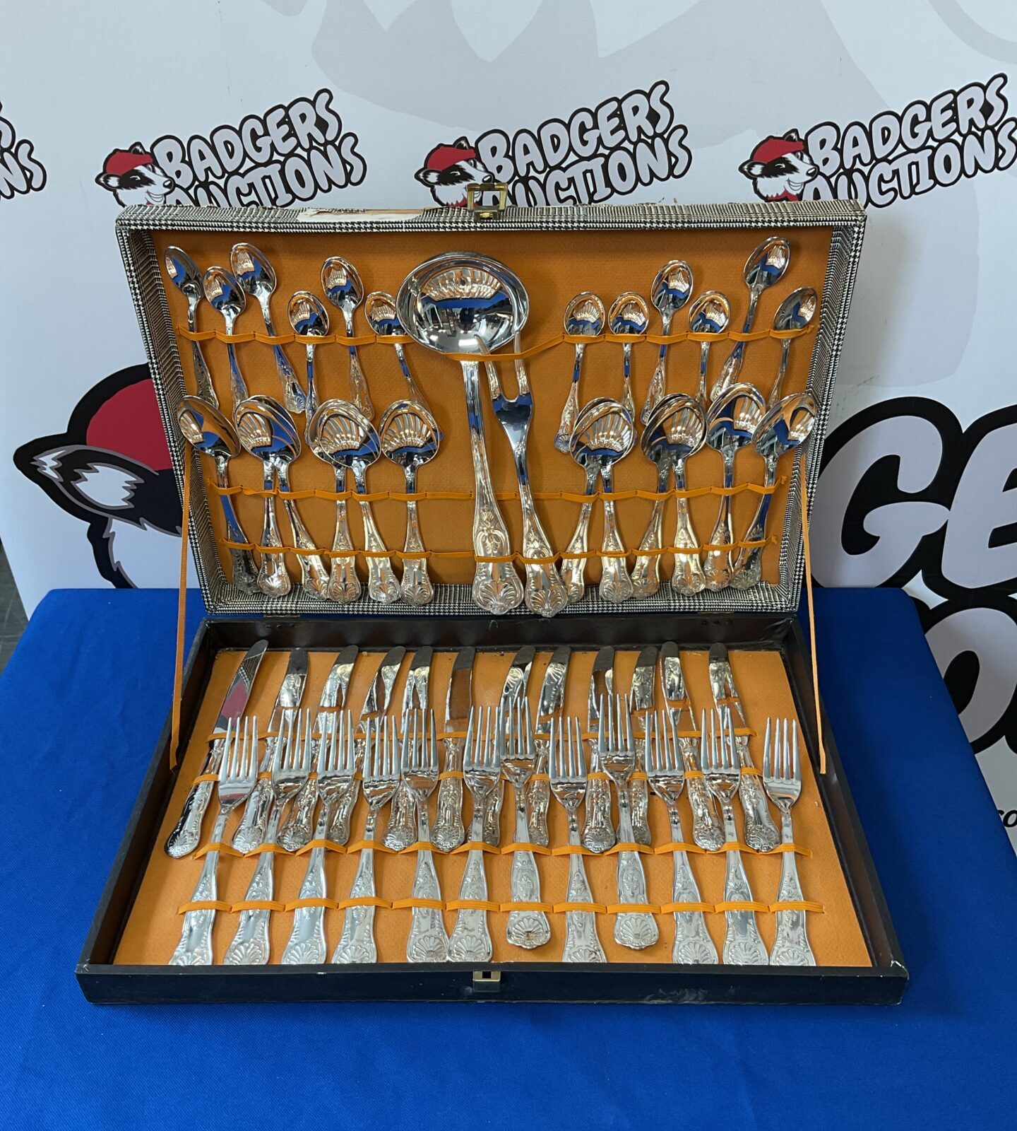 Large kings pattern silver plate cutlery set