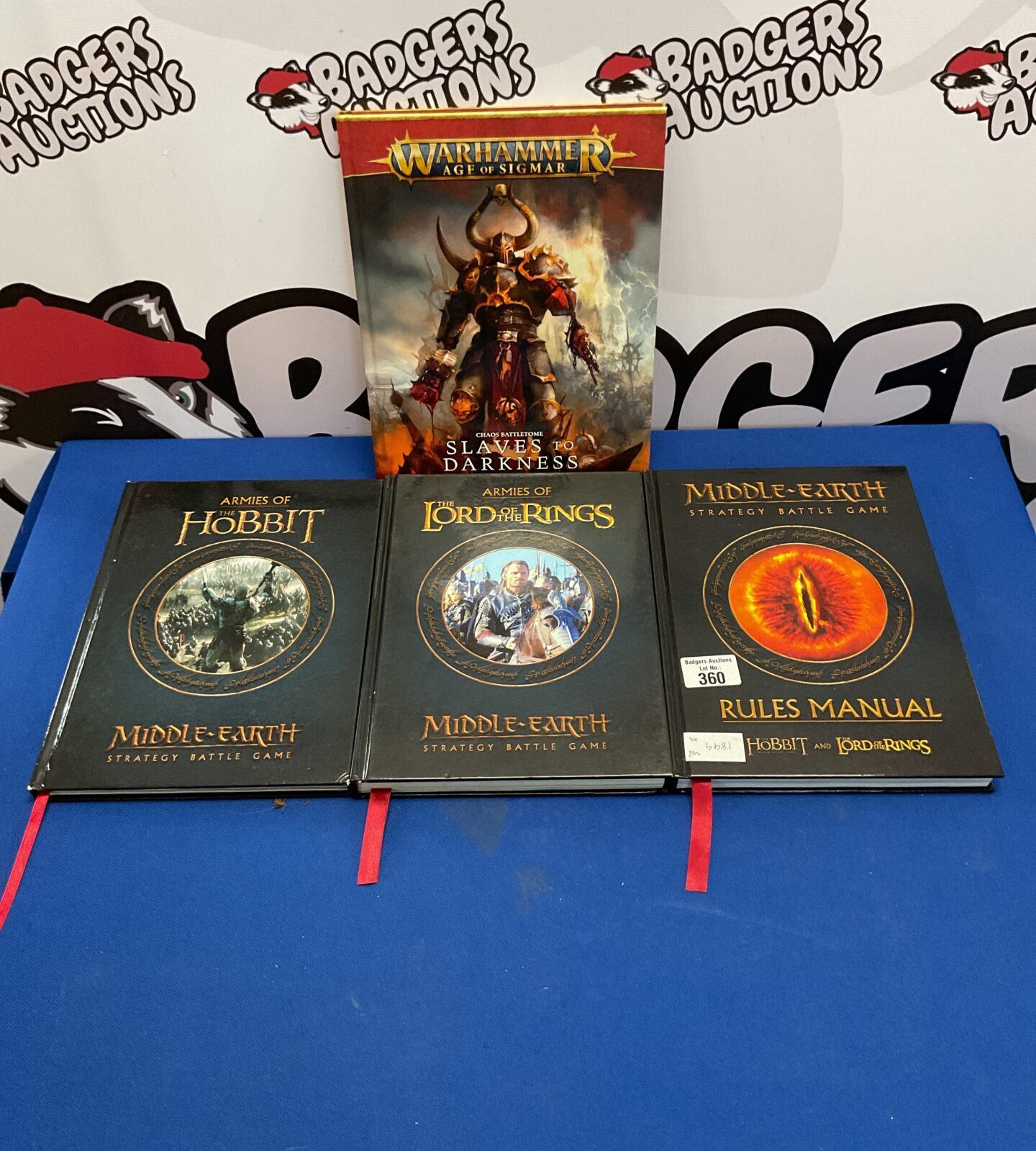 Four games workshop warhammer books inc hobbit, lord of the rings and slaves of darkness