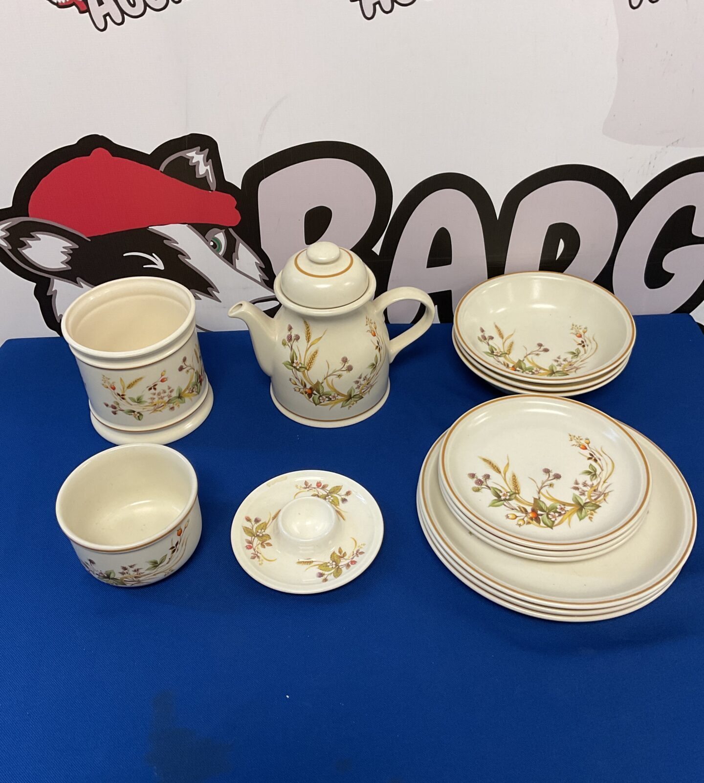 Box of st Michael harvest pattern tableware