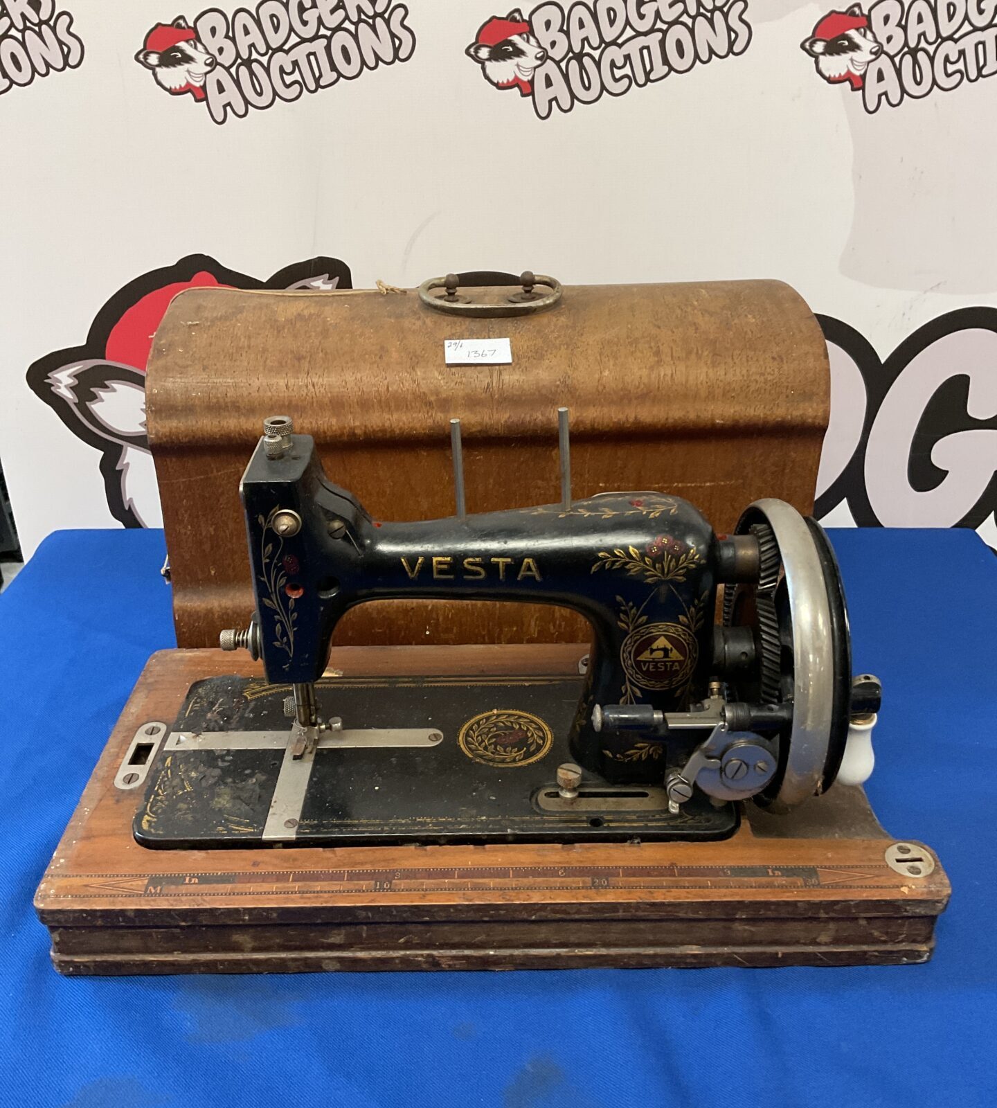 Vintage vesta hand cranked sewing machine