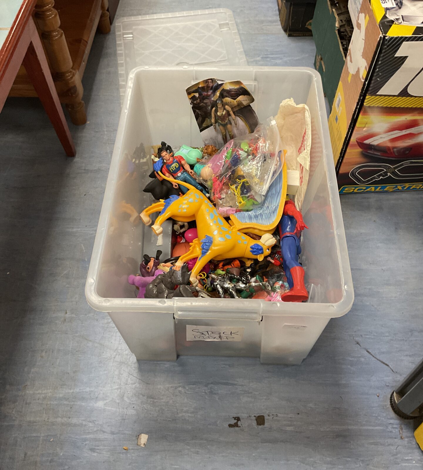 Box of mixed action figures inc batman, hasbro and star wars
