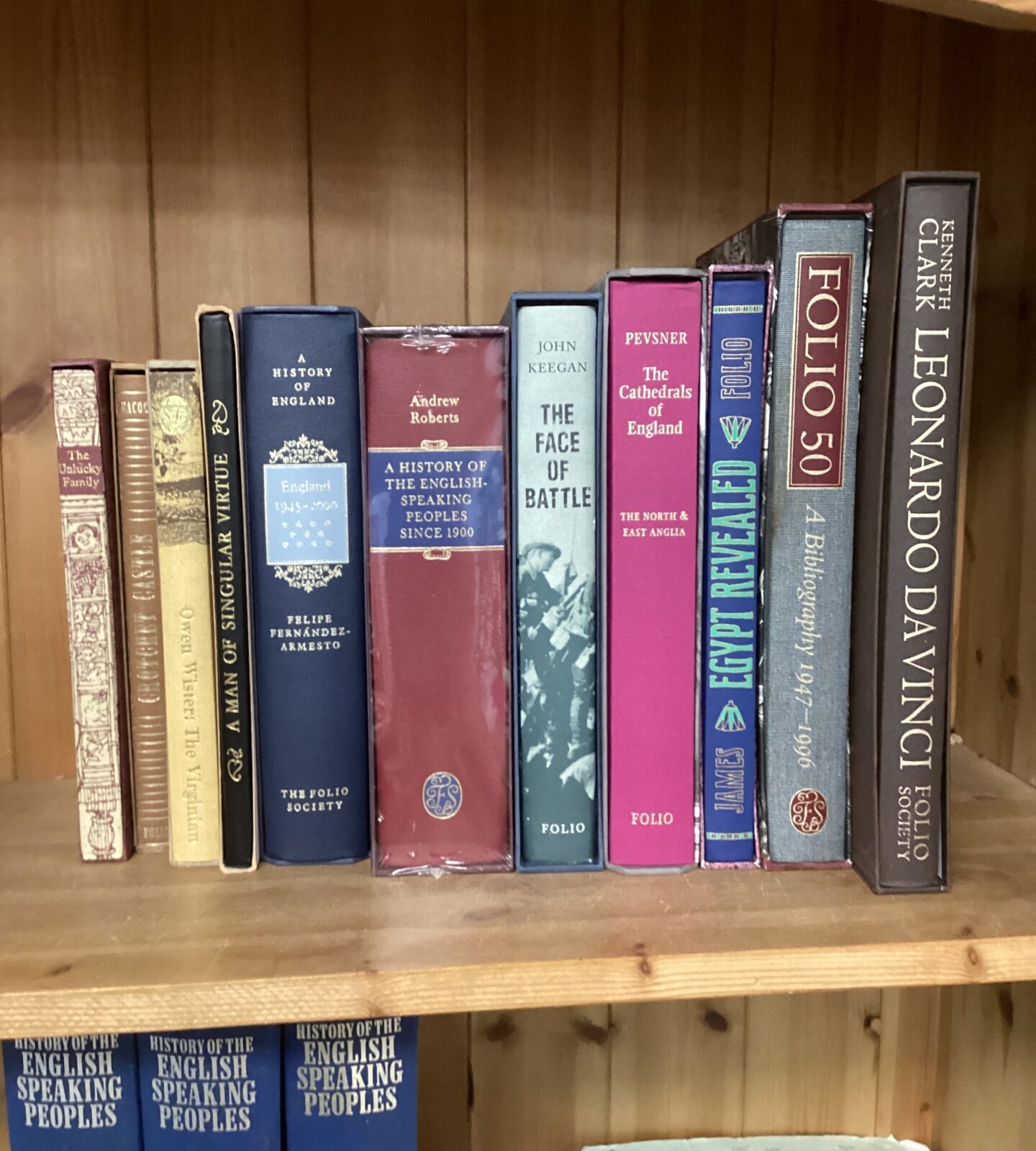 A collection of folio society books inc new & sealed a history of the English speaking peoples since 1900, the face of battle & a man of singular virtue