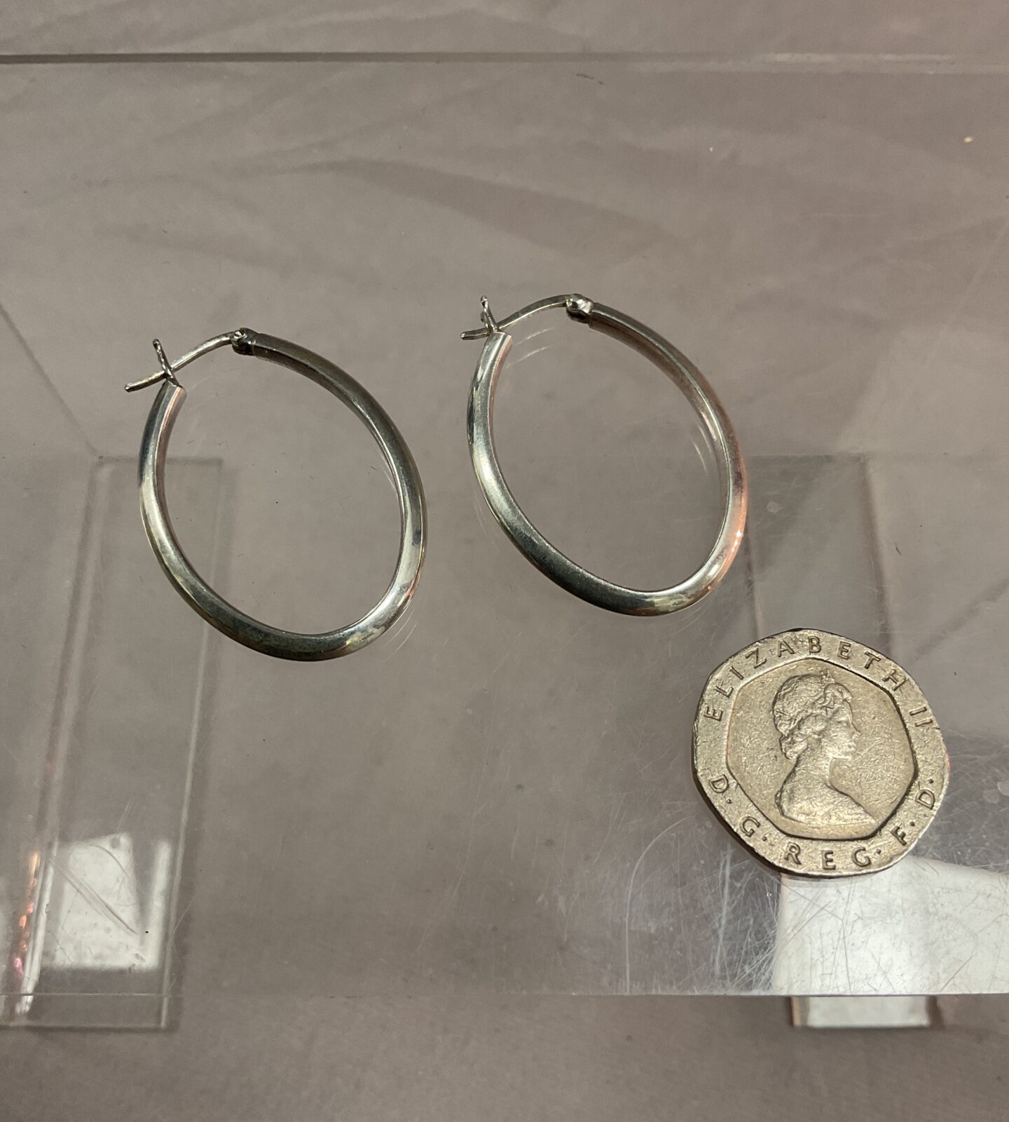 pair of vintage silver hallmark 925 hoop earrings
