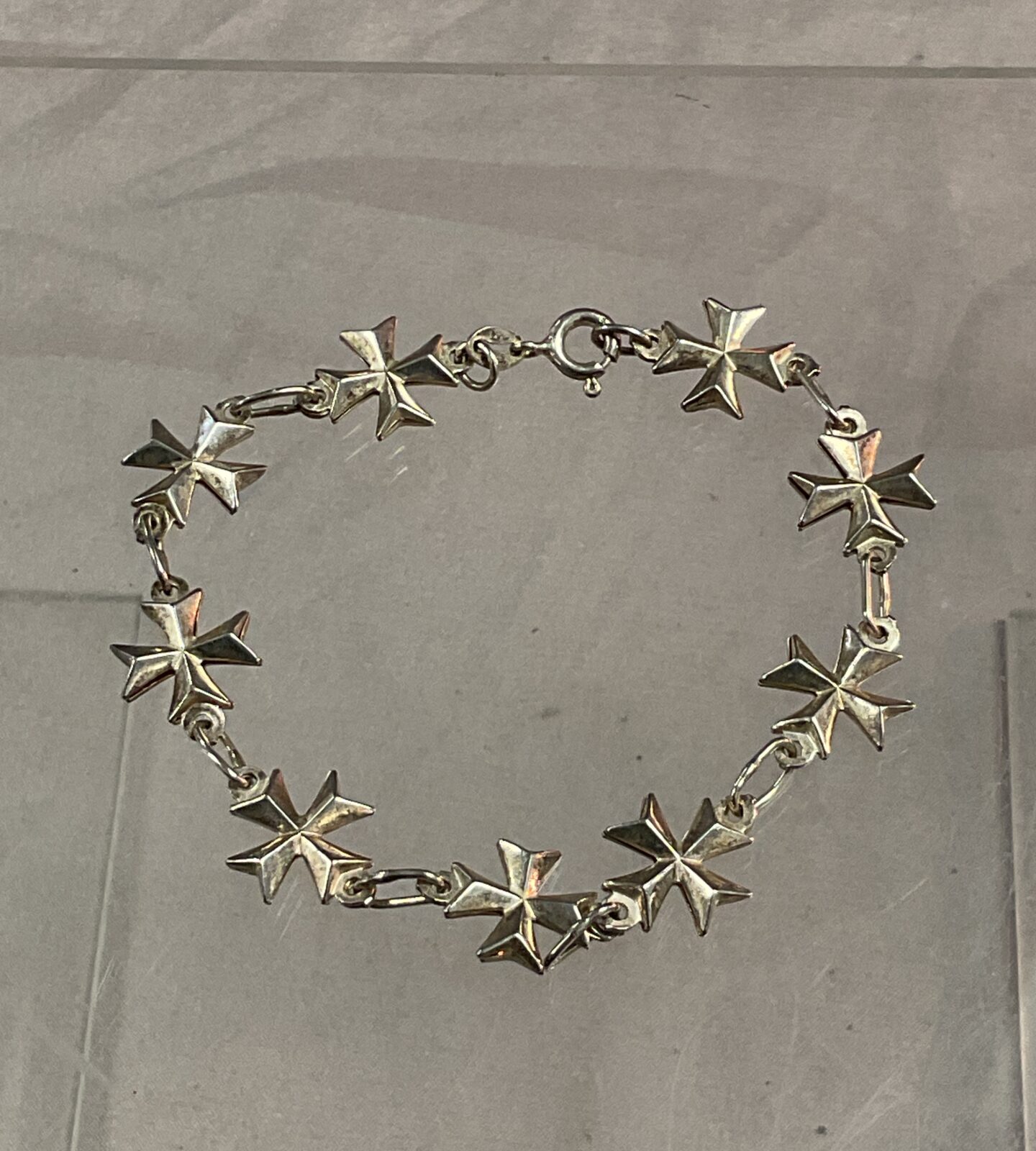 Silver hallmarked 925 Maltese cross bracelet