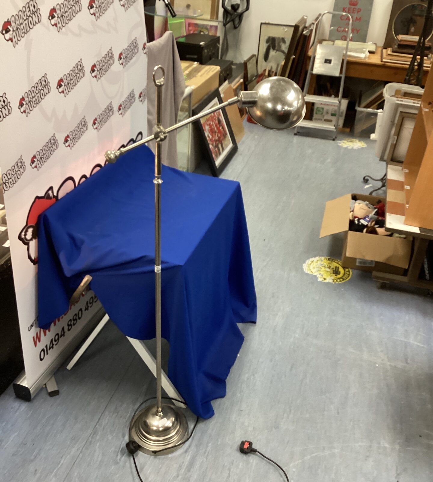 Brushed steel Adjustable Floor Standing Reading Lamp