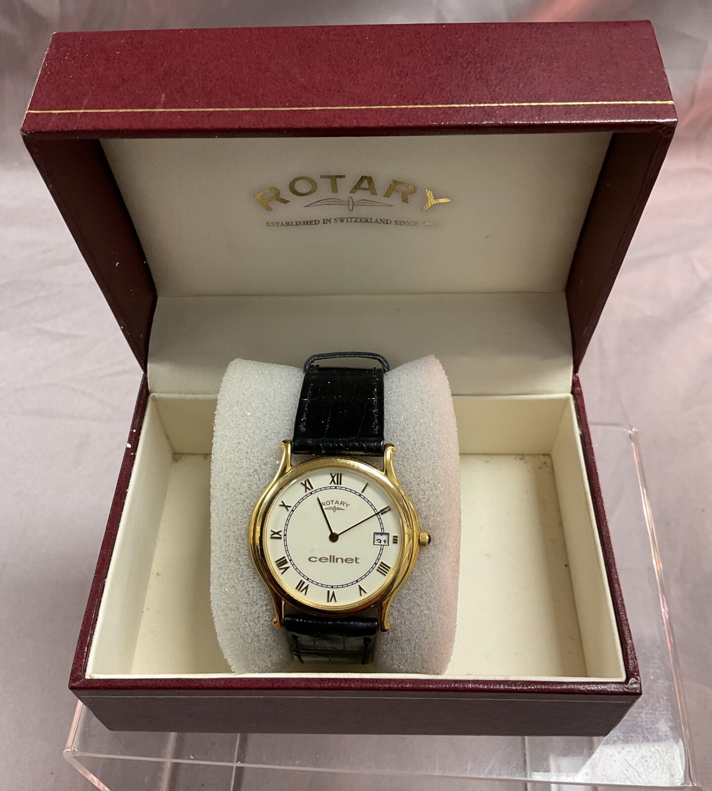 Boxed Quartz rotary cellnet wristwatch