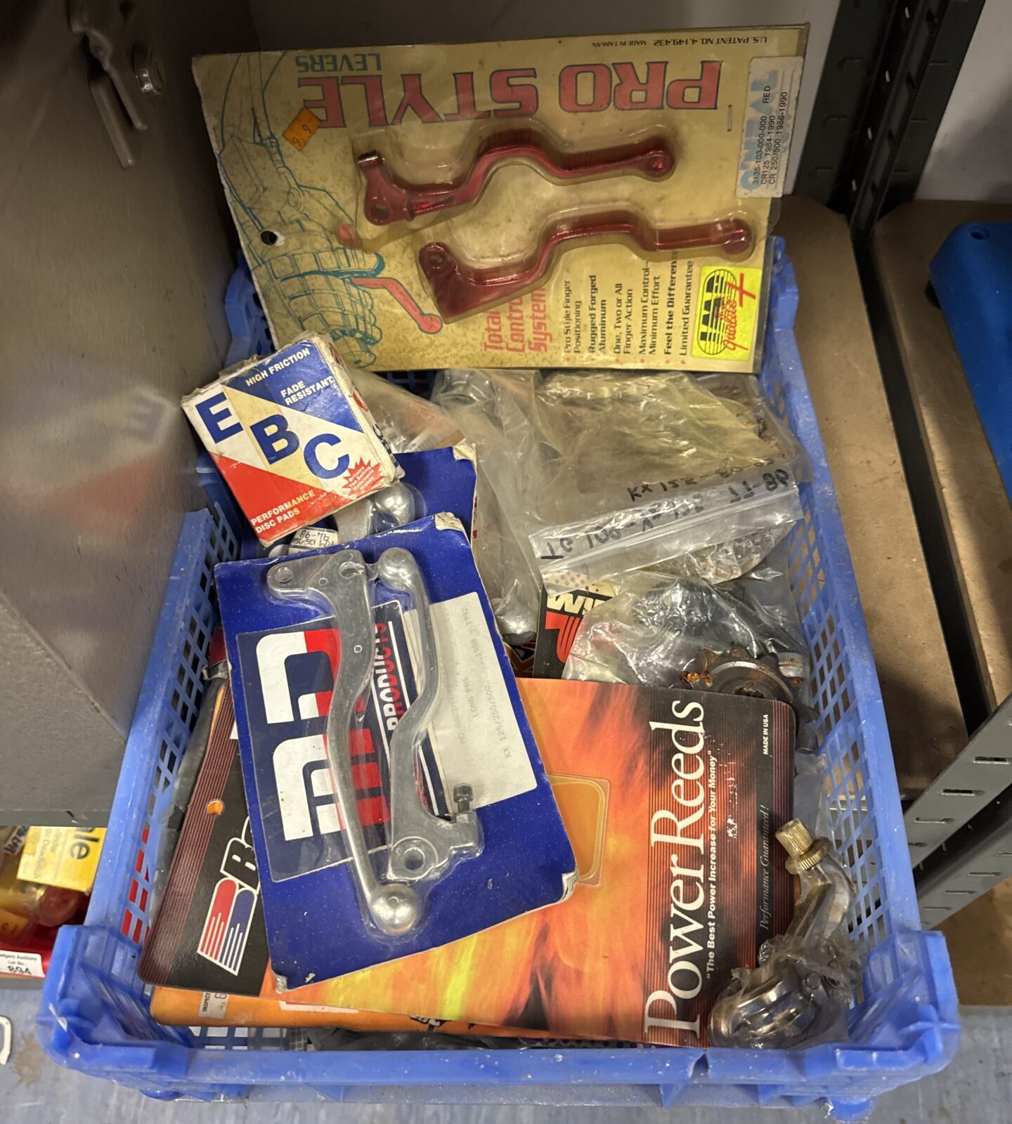 Tray of motorcycle accessories inc new handlebar levers & others