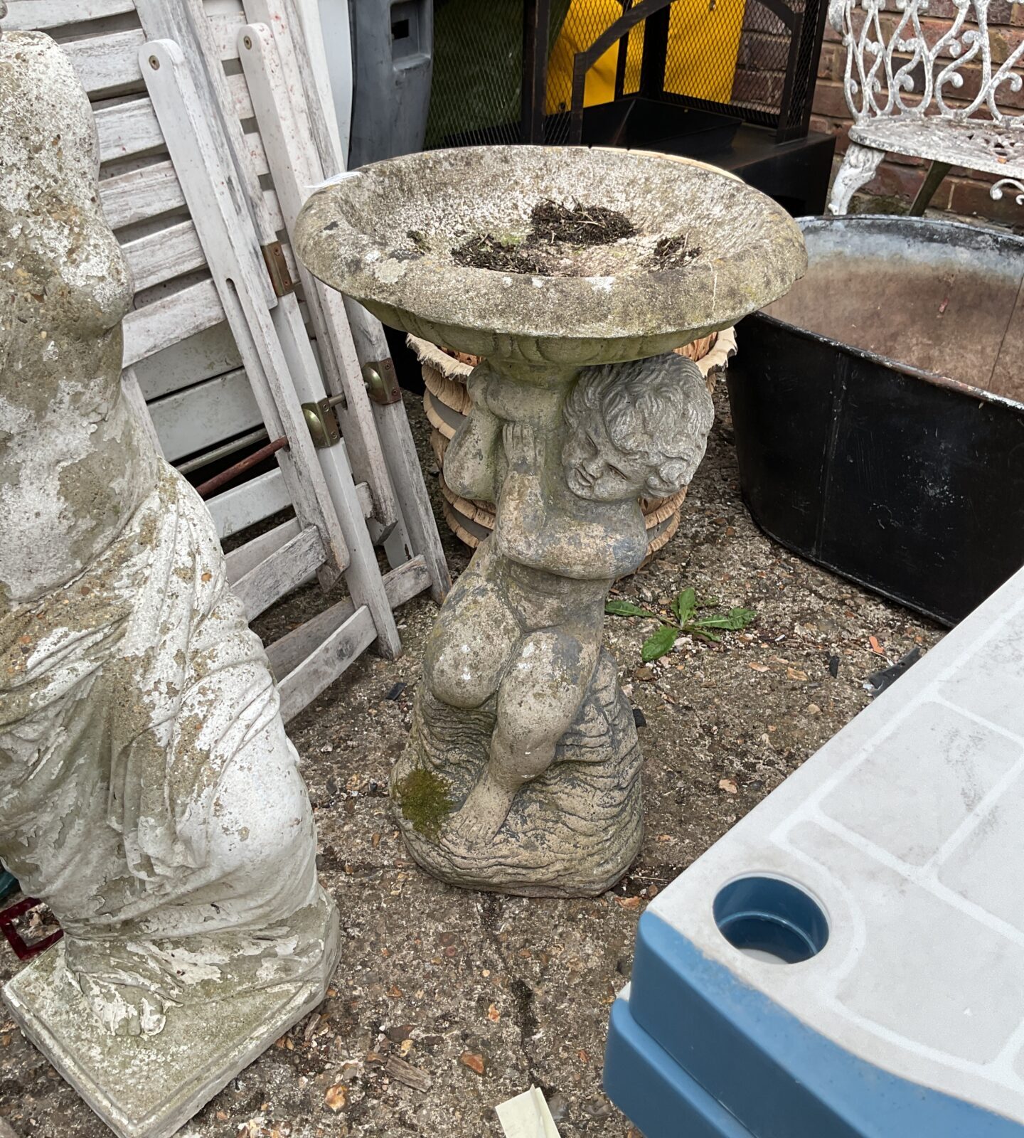 Garden stone birdbath ornament