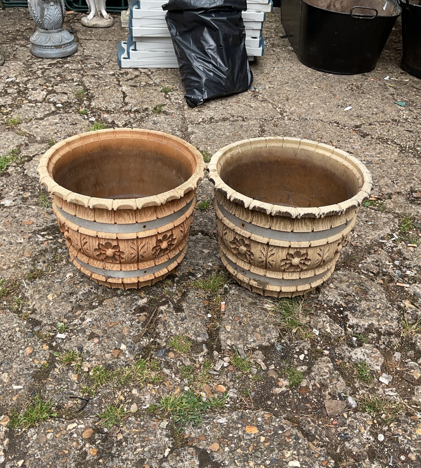 Two plastic garden tubs