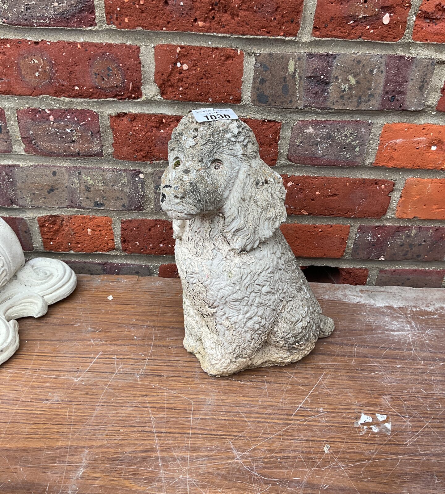 Garden stone dog ornament
