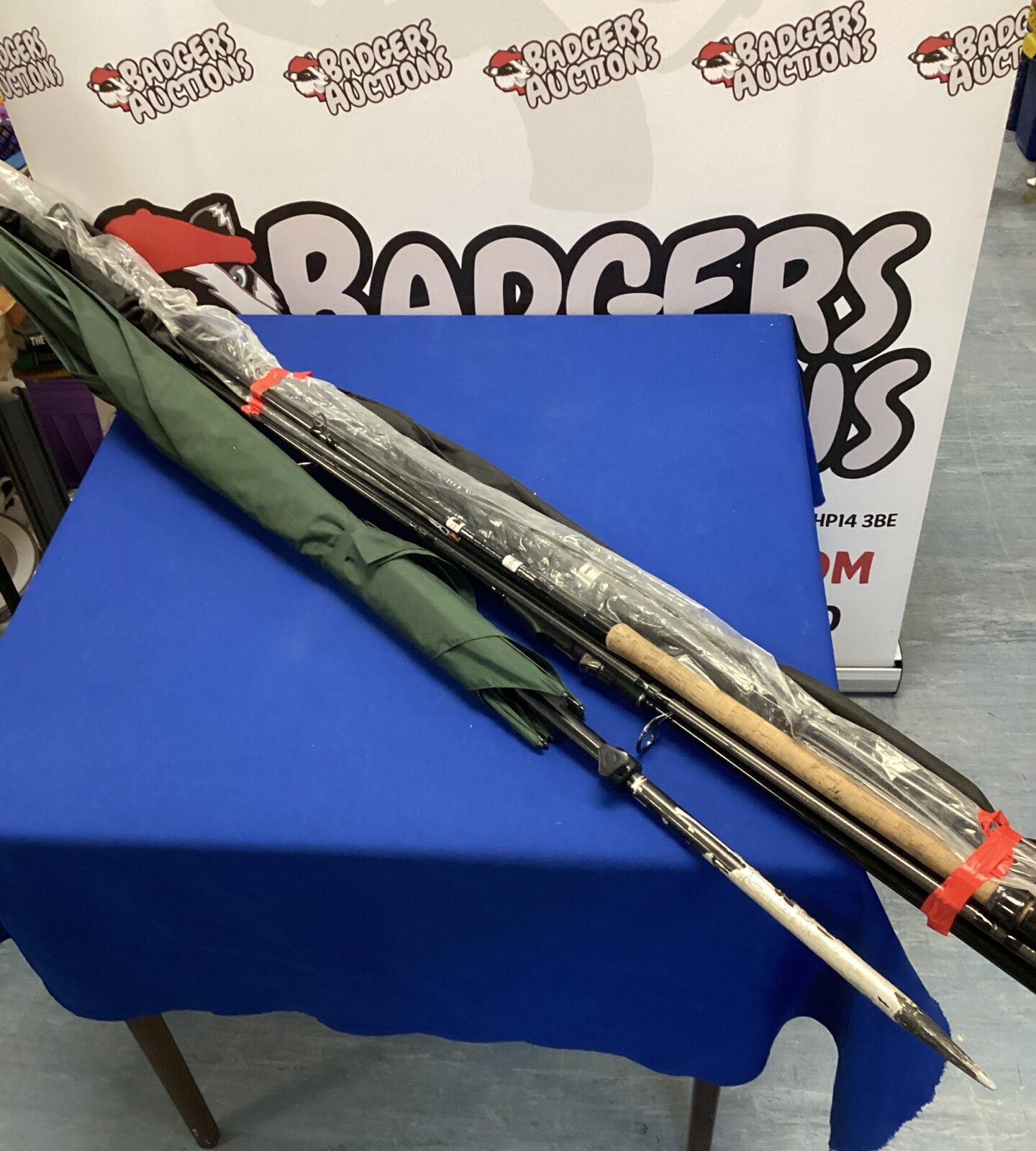 collection of rods inc shimano and umbrella