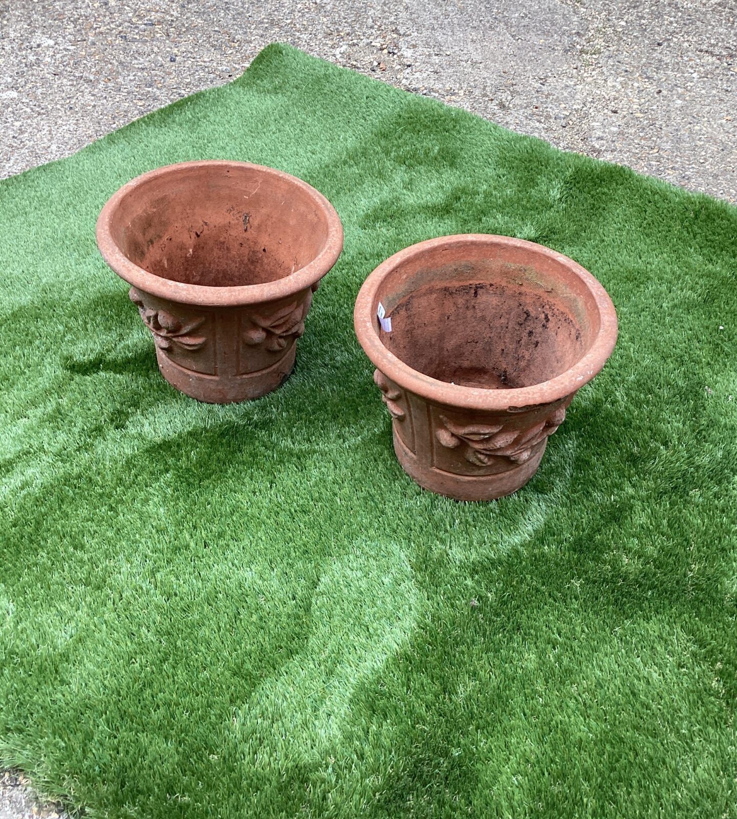 Two terracotta garden pots