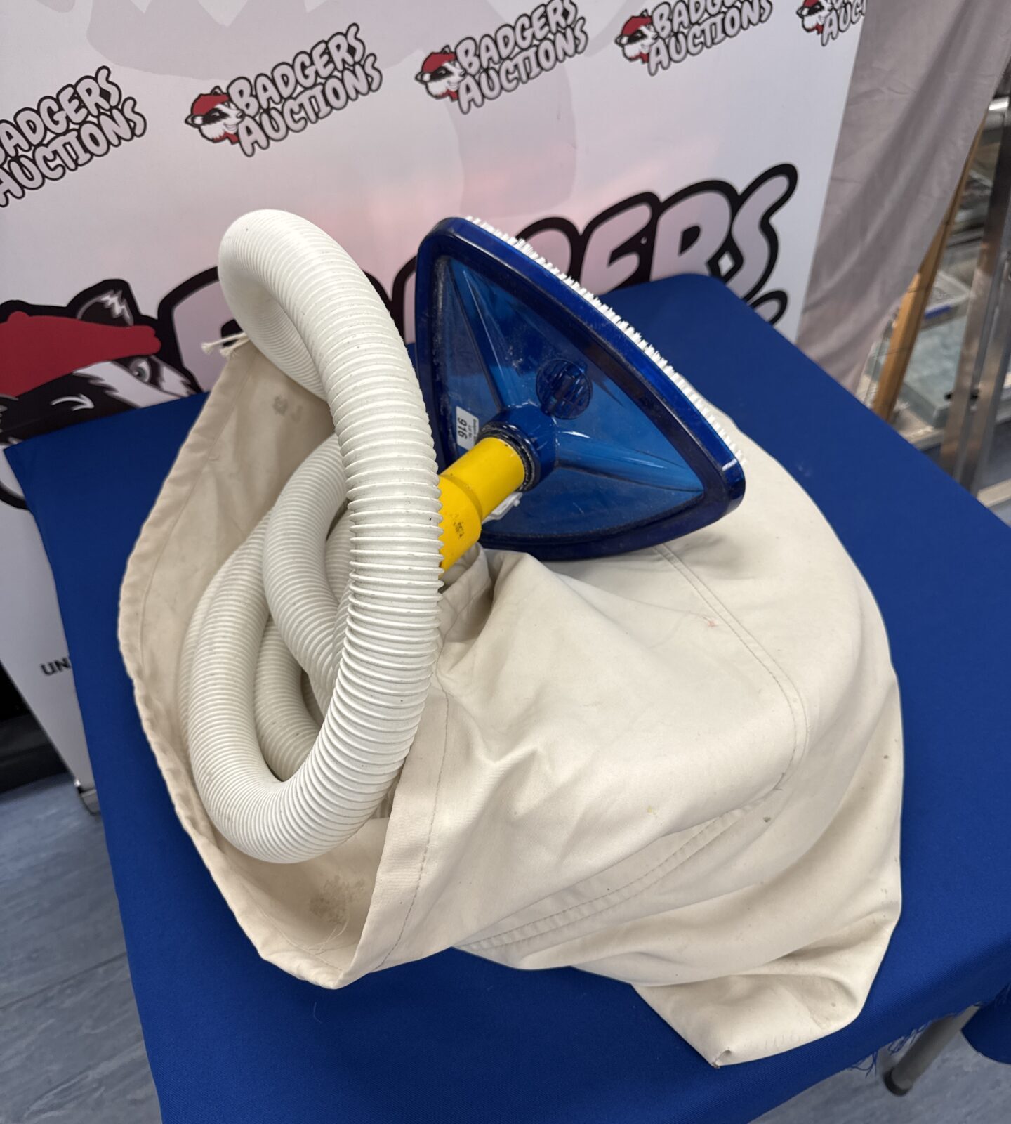 Swimming pool cleaning head with hose