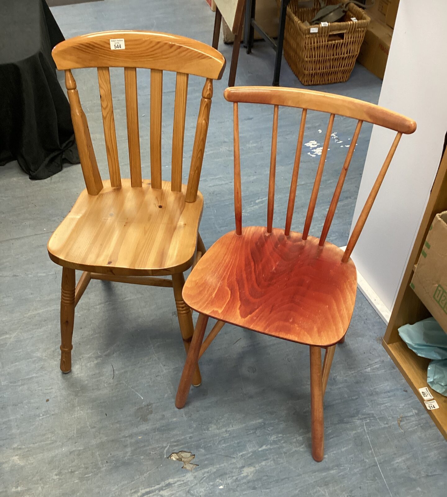 Two dining chairs inc pine & danish chair