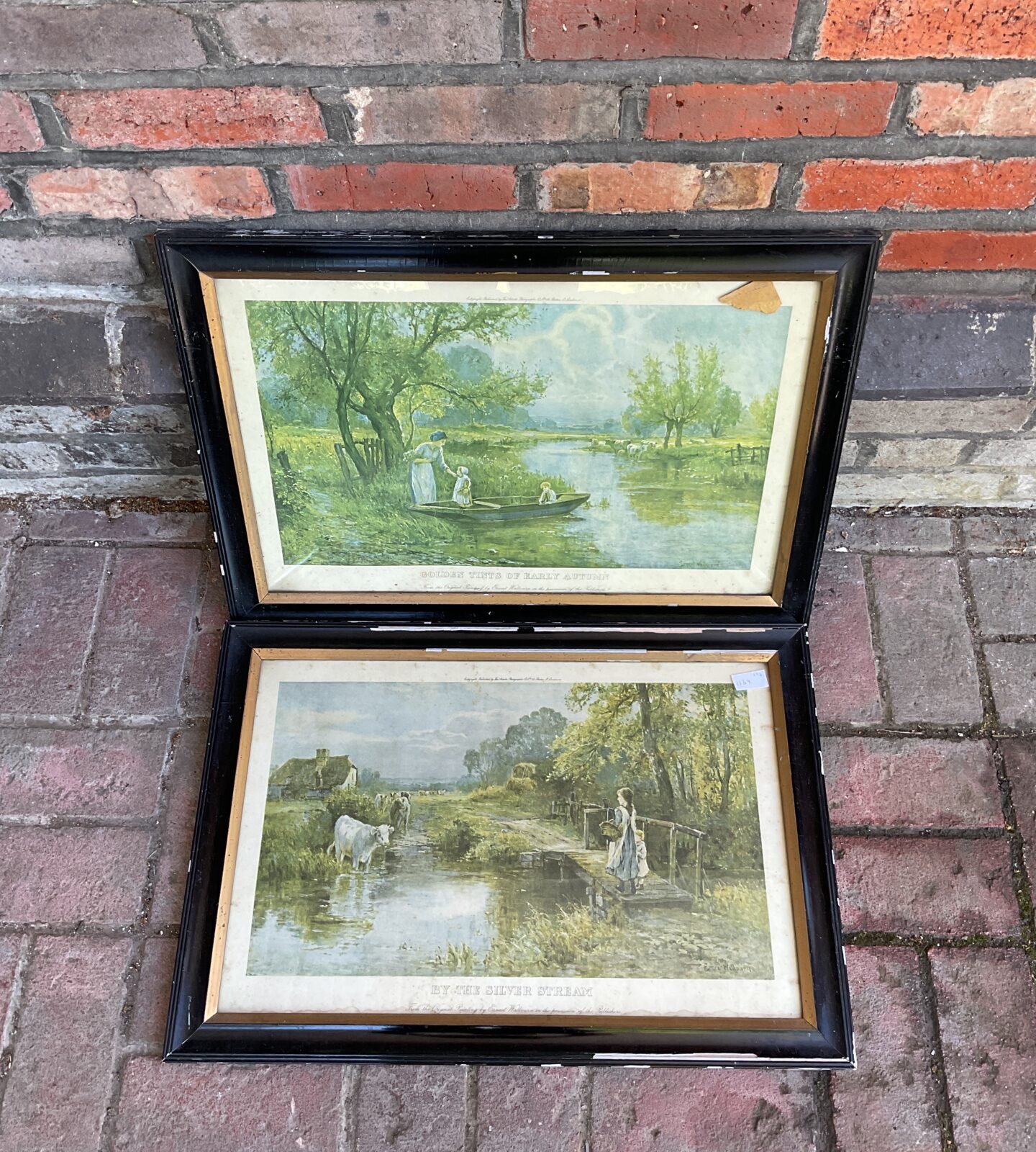 Two vintage ernest walbourn prints titled by the silver stream & golden tints of early autumn