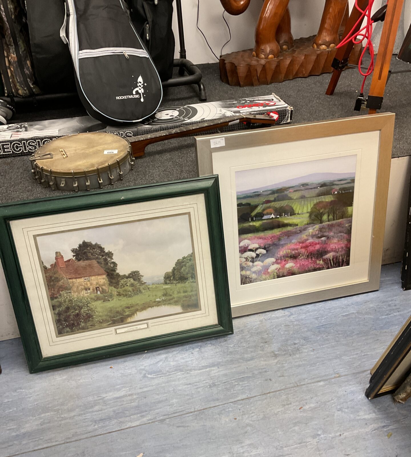 Two framed country scene prints including john lewis
