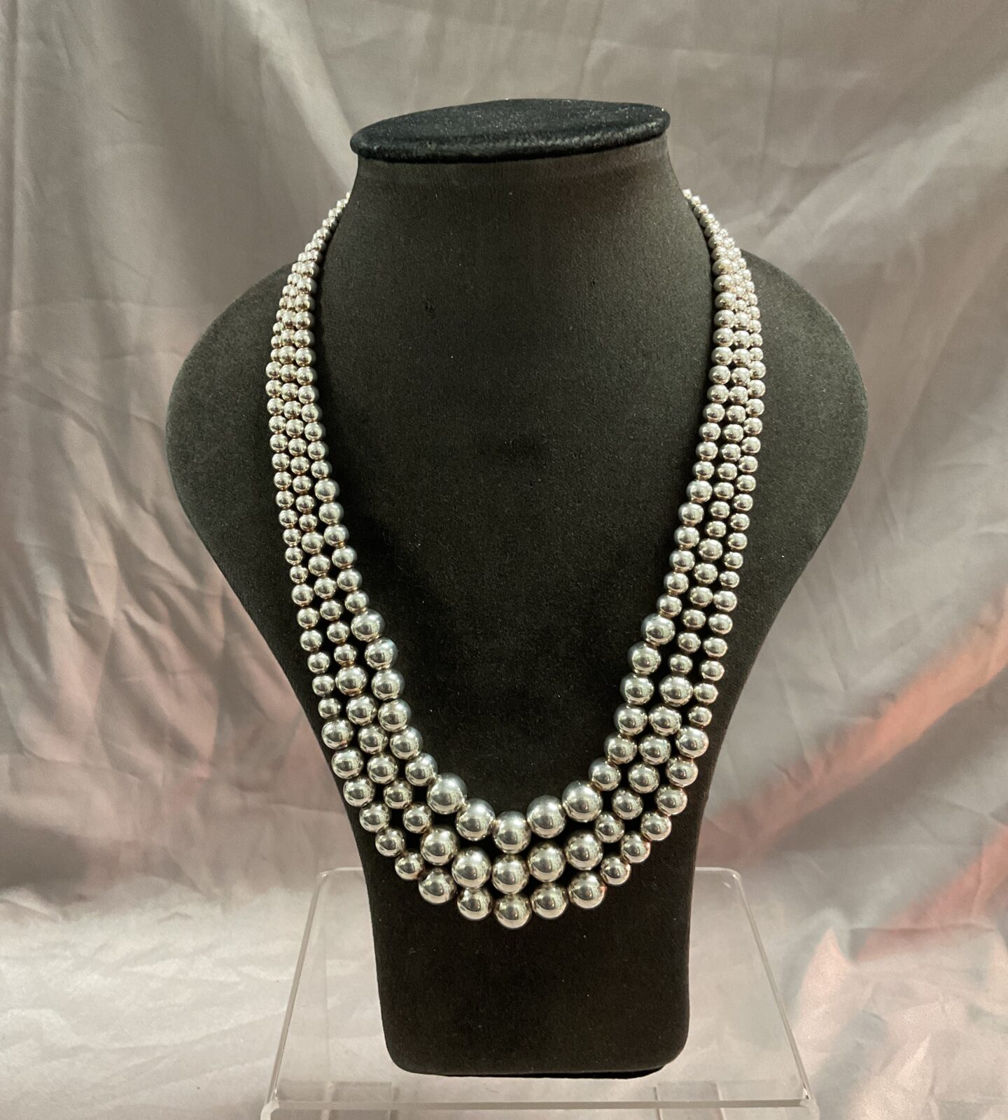 hallmarked silver bead 16” necklace 47.6g