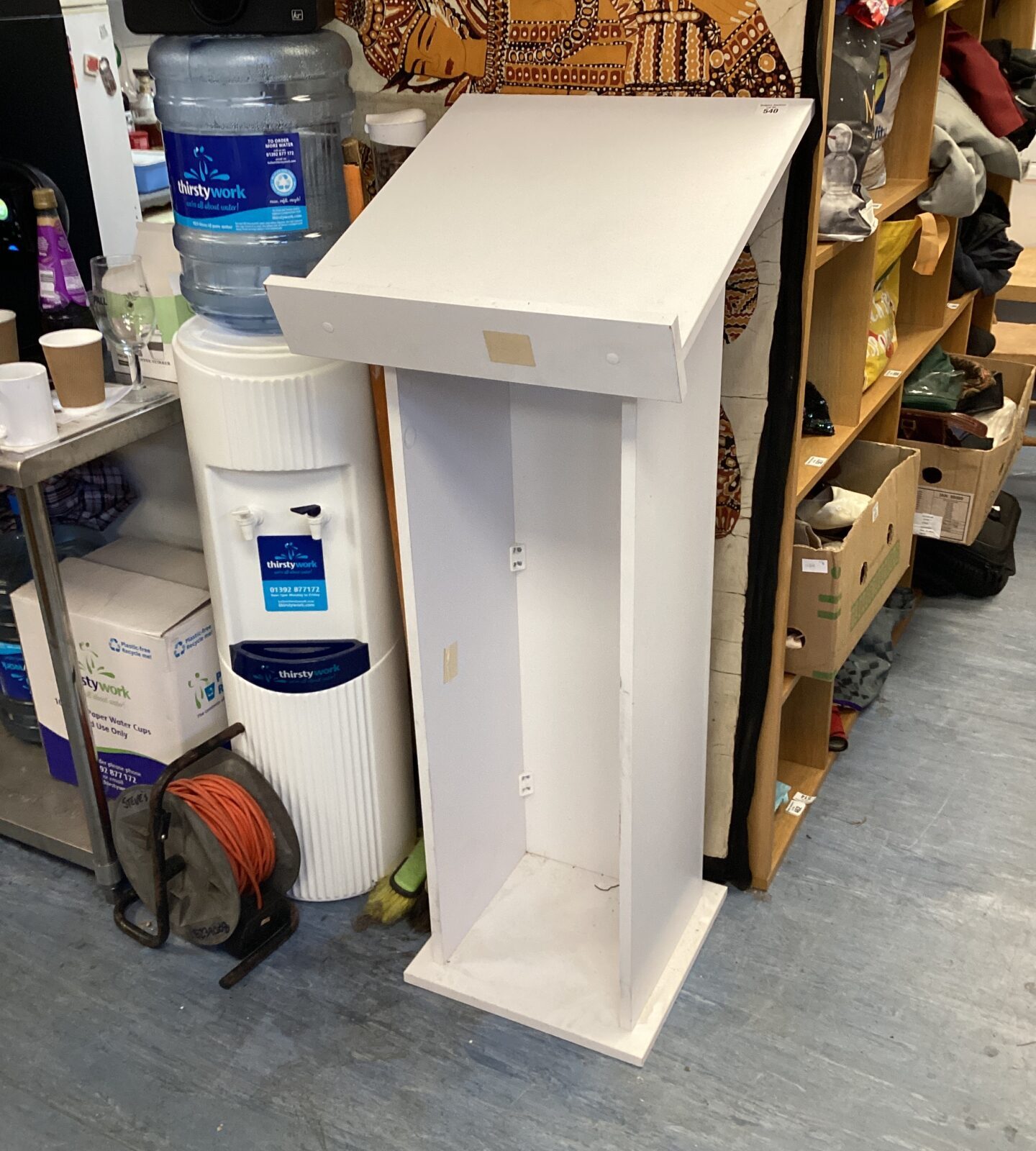 White wooden lectern H53” as used by the badgers
