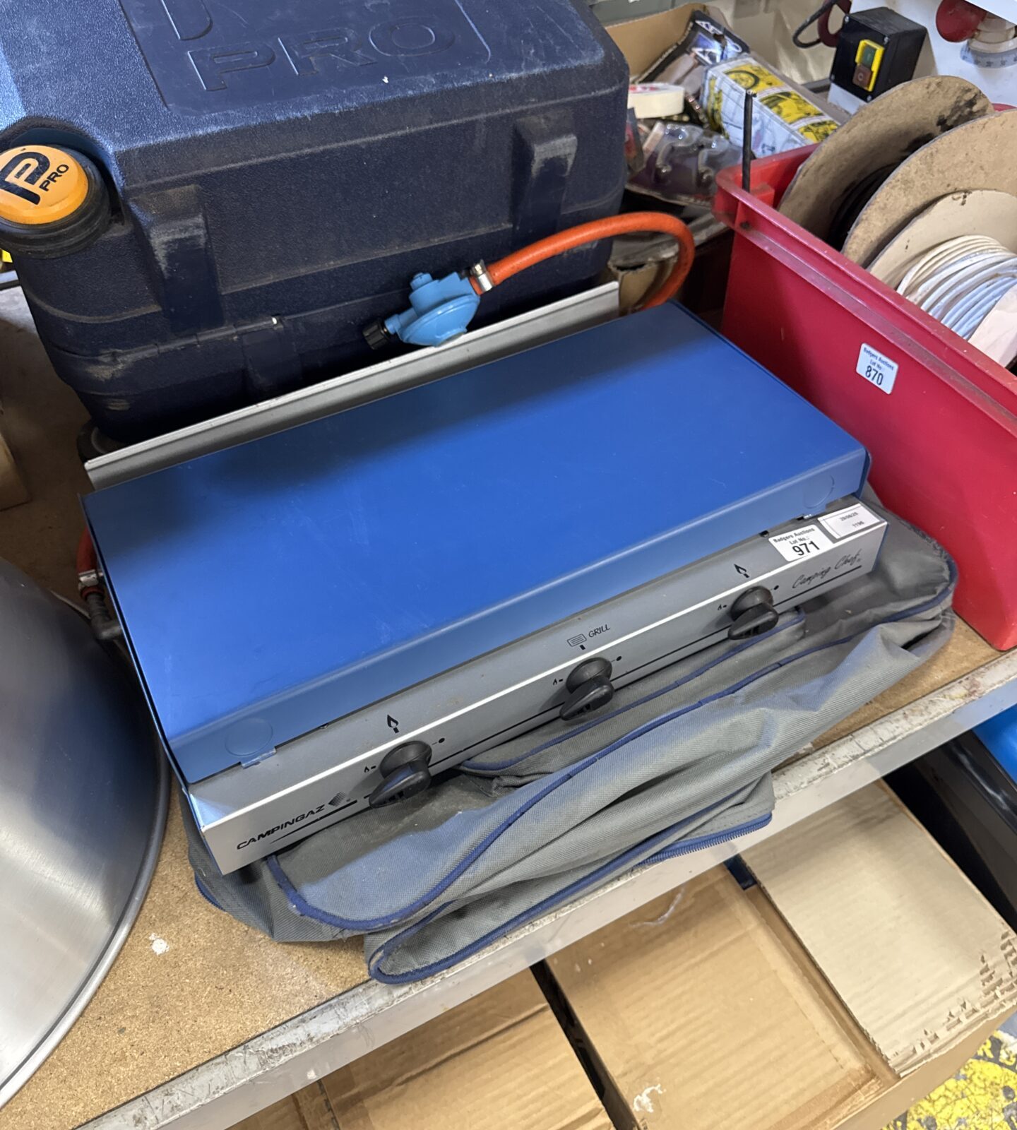 Camping gaz camping chef twin gas stove with carry bag - appears little to no use