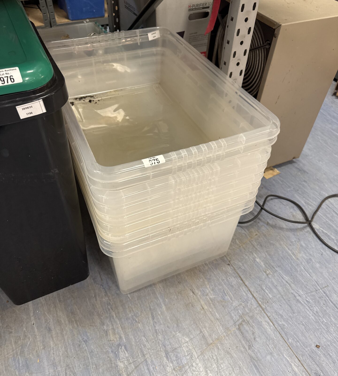 Bundle of plastic storage tubs