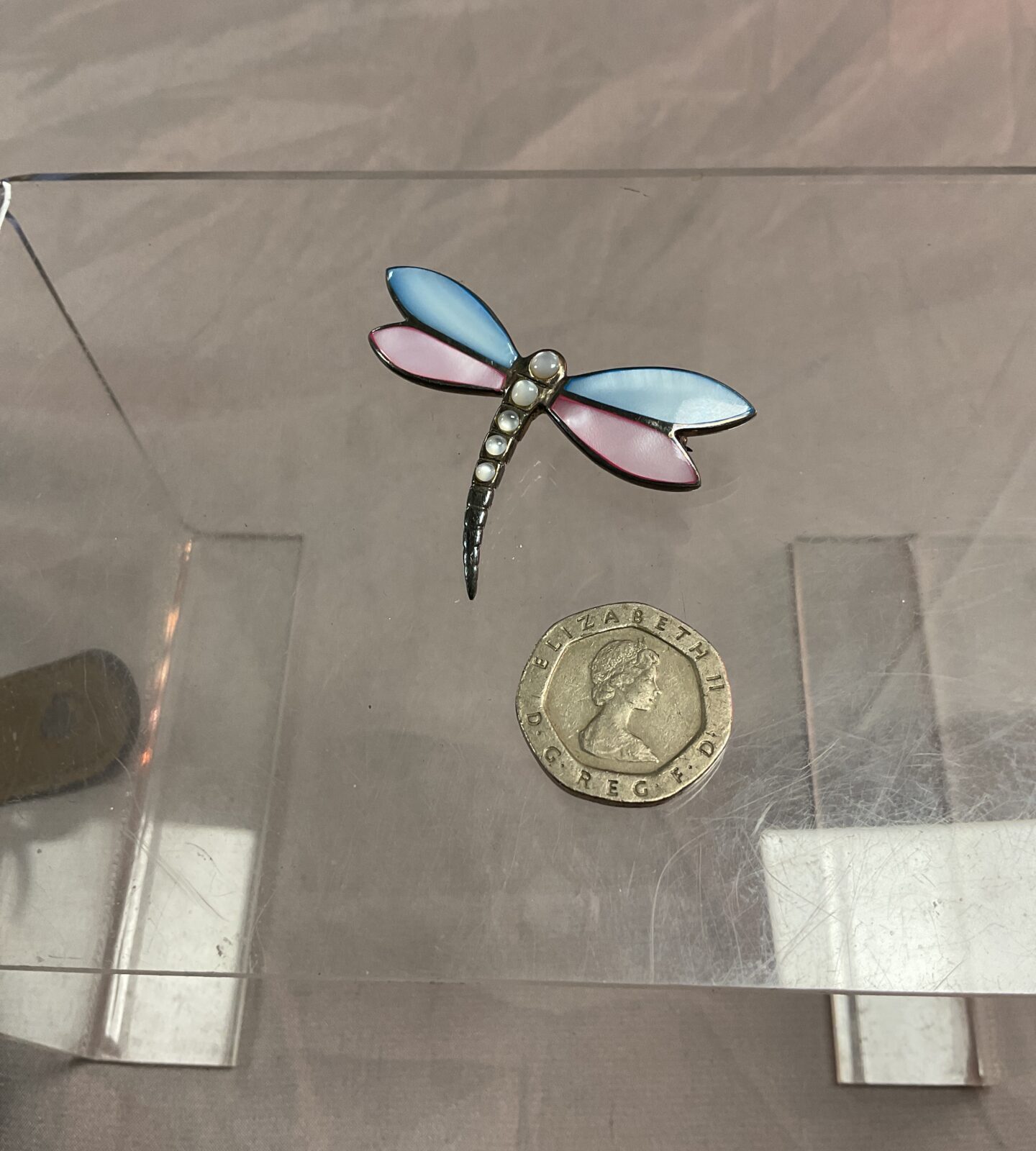 silver enamel dragon fly brooch