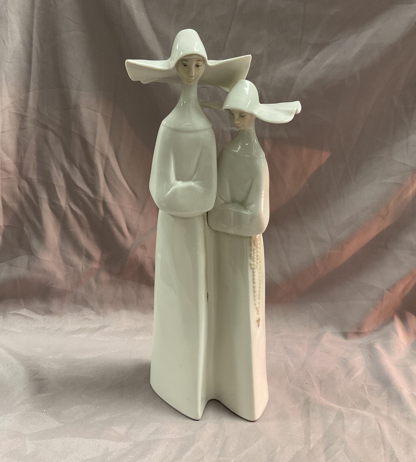 Large Lladro Two Nuns Figure