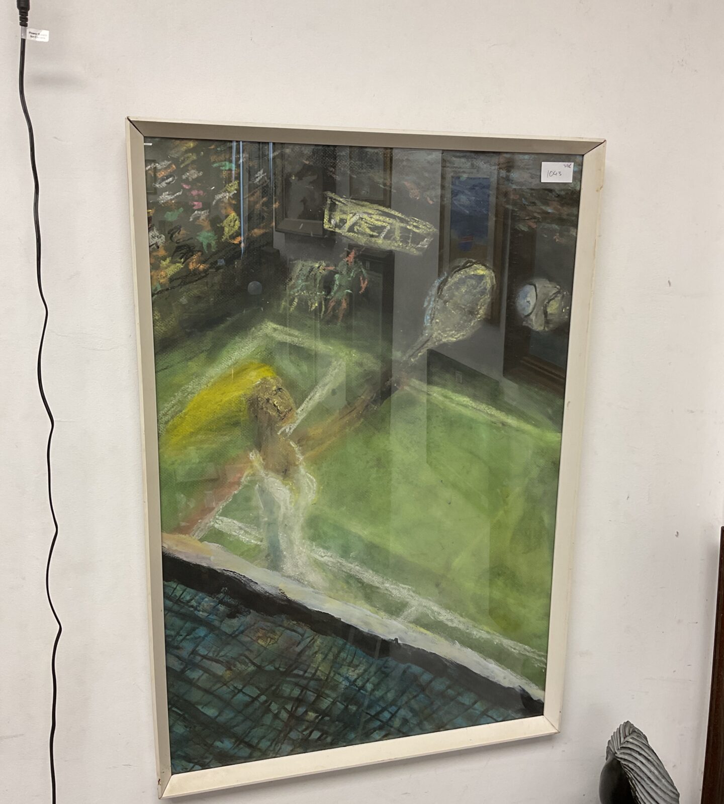 Original pastel artwork of a tennis player