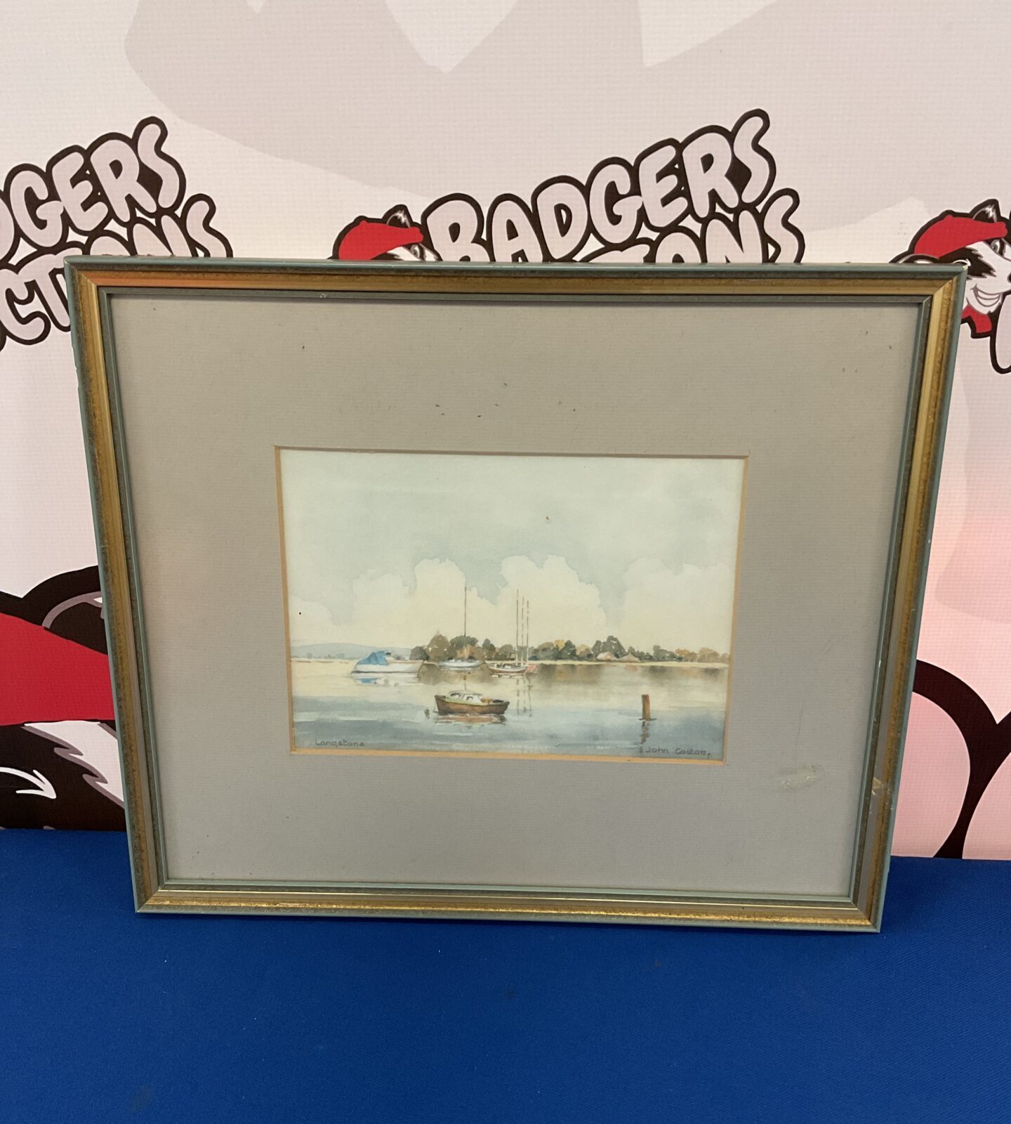 John colton watercolour landstone of boats in dock