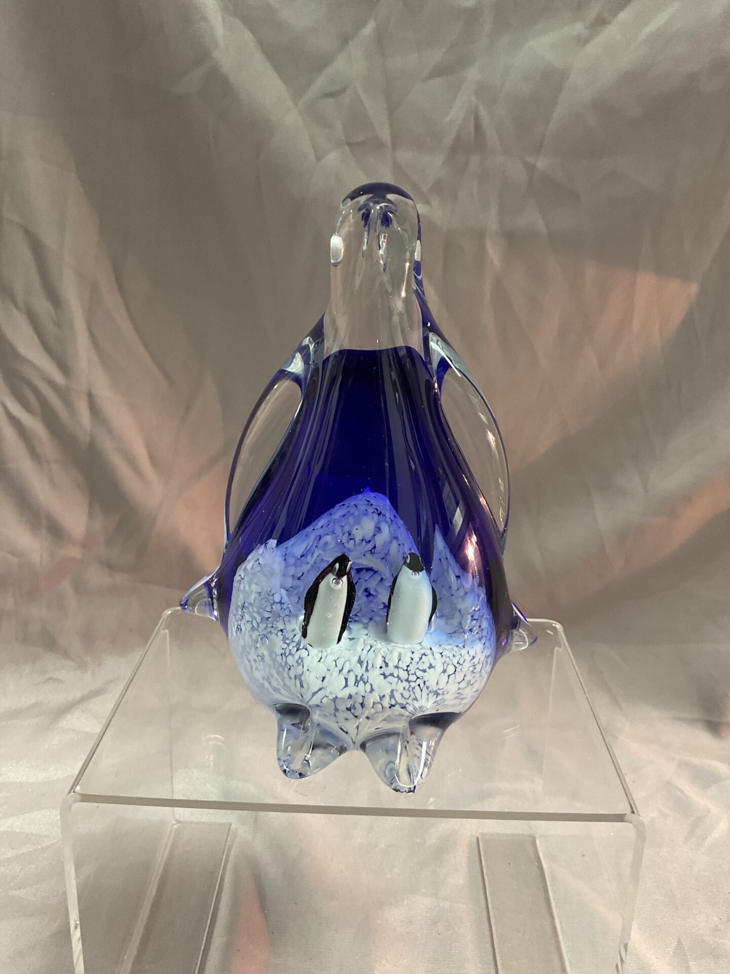 Vintage penco 6” Glass mother and babies Penguin