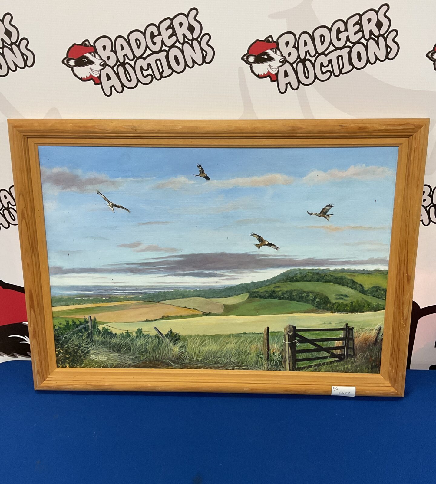 Barry blake oil on board of a Buckinghamshire country scene with red kites