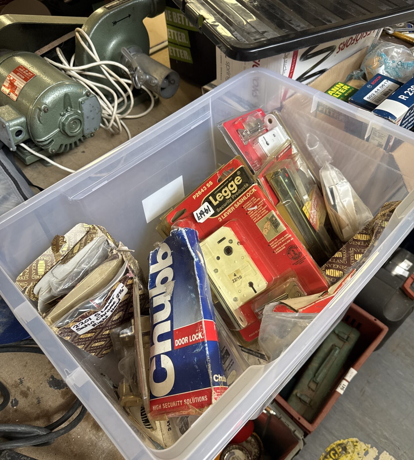 Storage tub with door furniture contents
