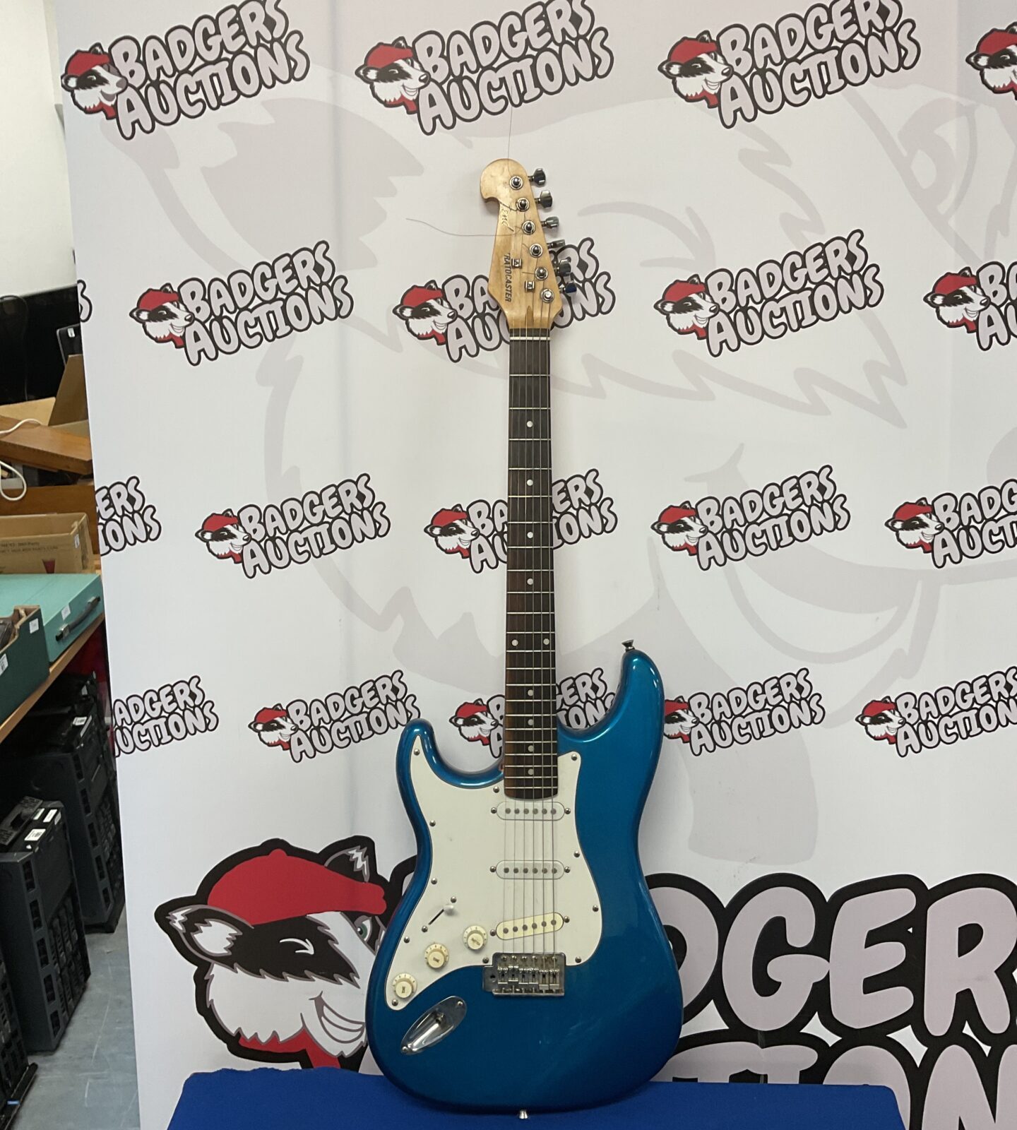 Blue fender Stratocaster electric guitar (missing back plate)