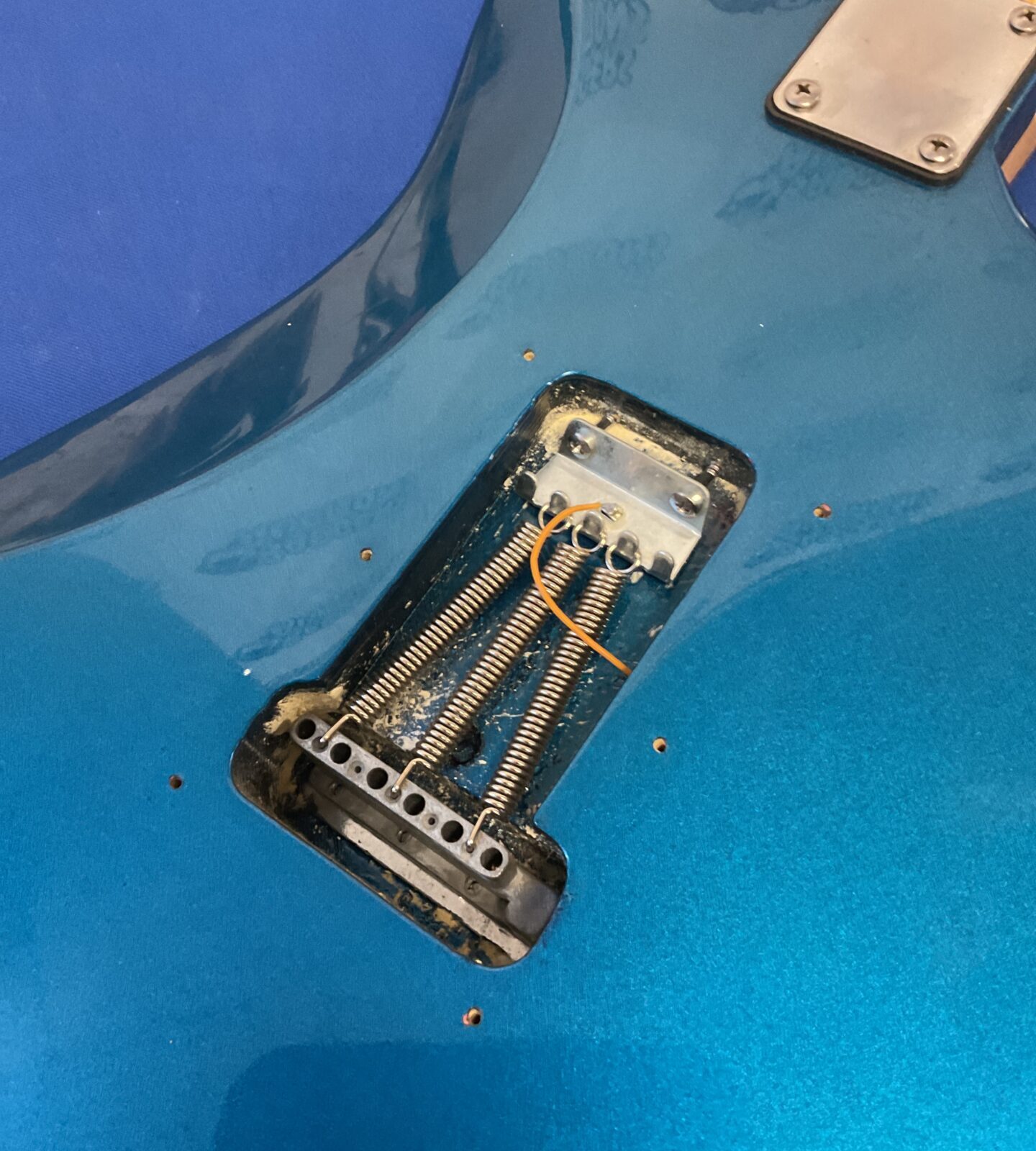 Blue fender Stratocaster electric guitar (missing back plate) - Image 2