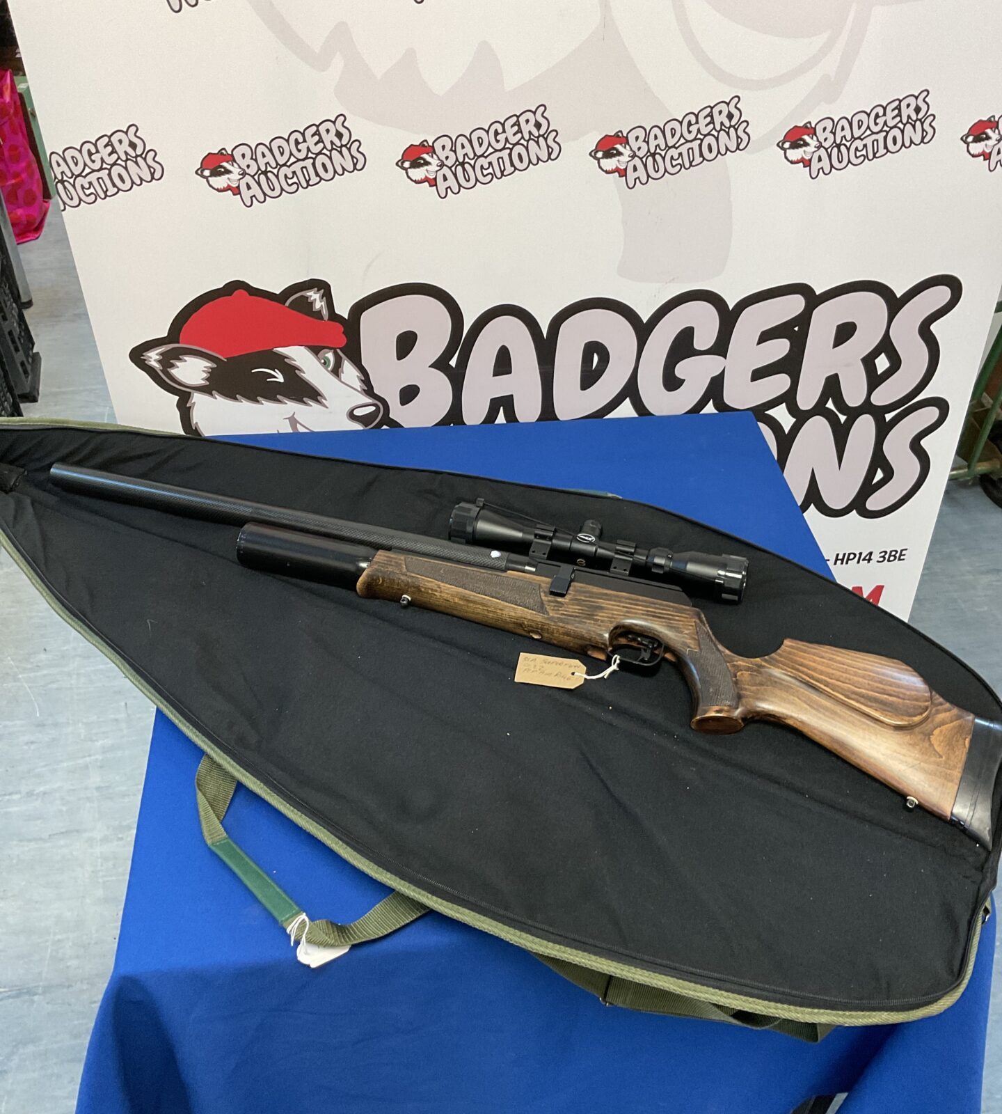 Bsa super ten .22 cal pre charge air rifle with scope & case