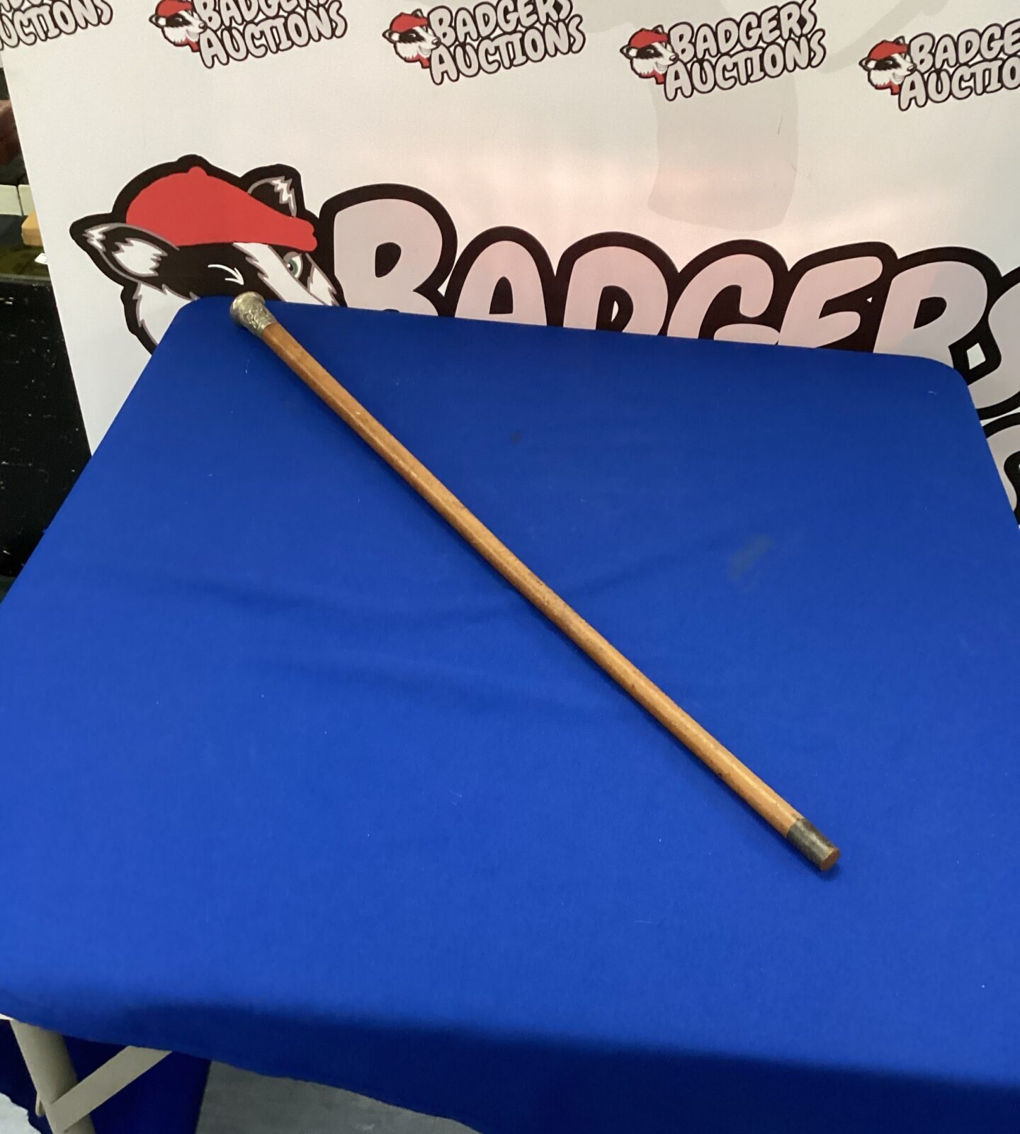 Silverplated topped walking stick