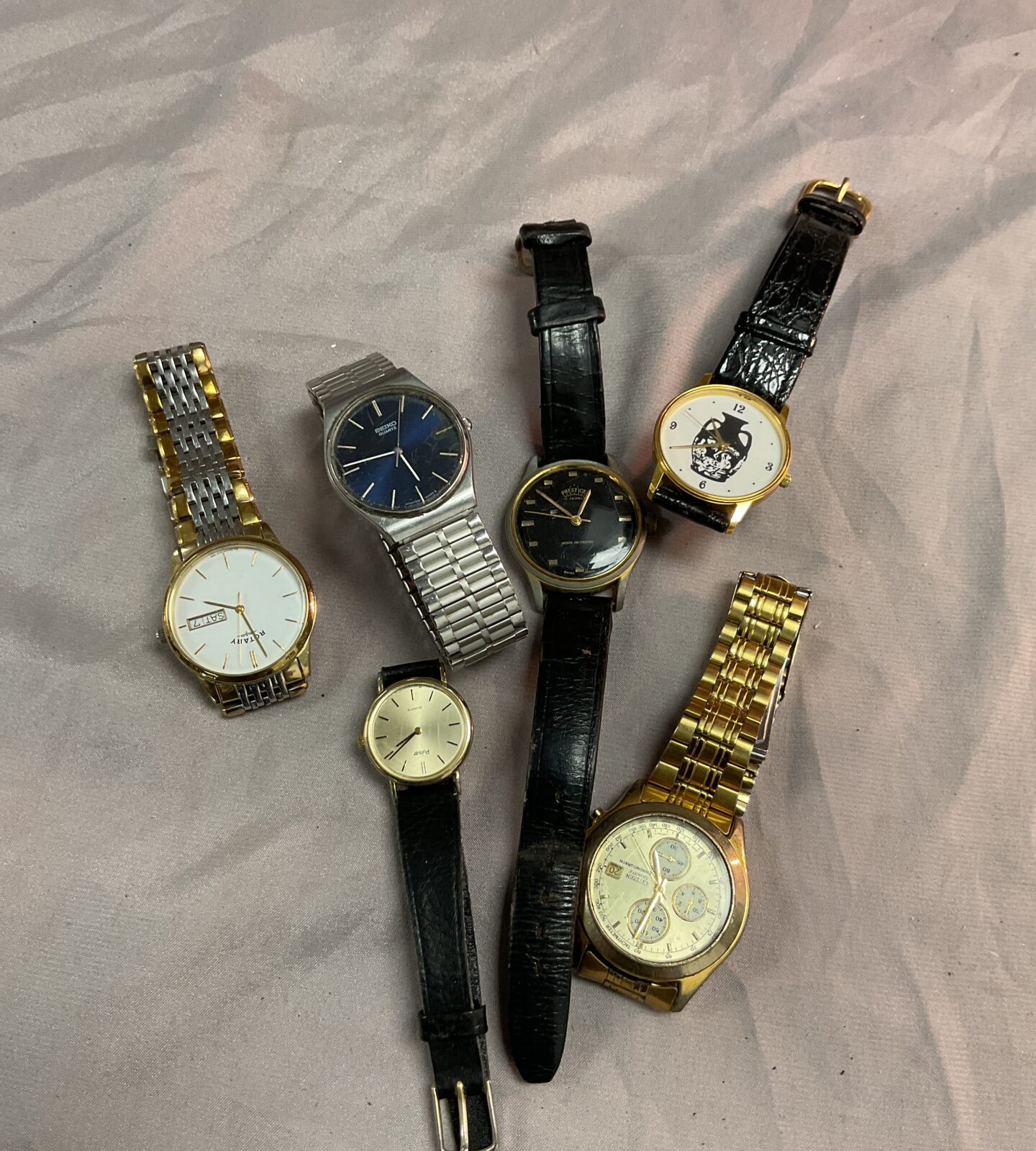 Tray six Wristwatches including rotary & citizen