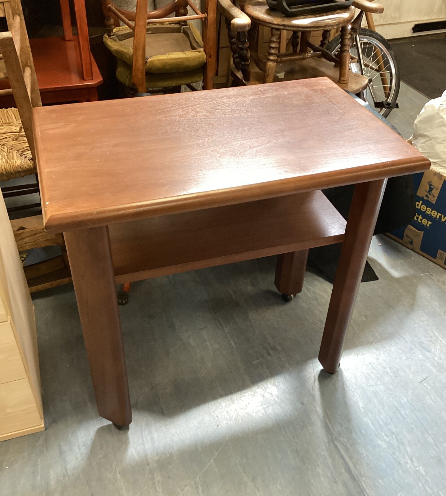 Coffee table on caster wheels