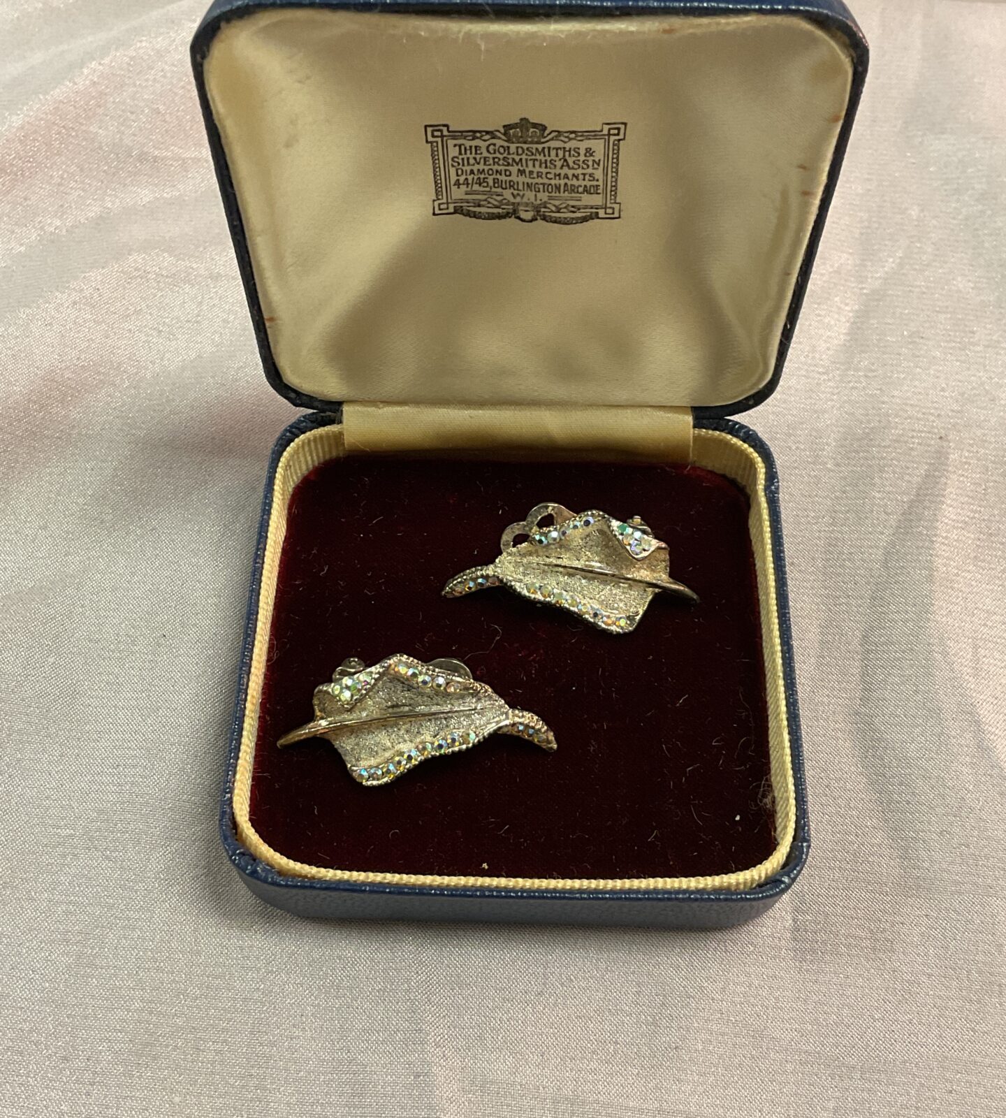 Pair of Art nouveau Marcasite leaf earrings