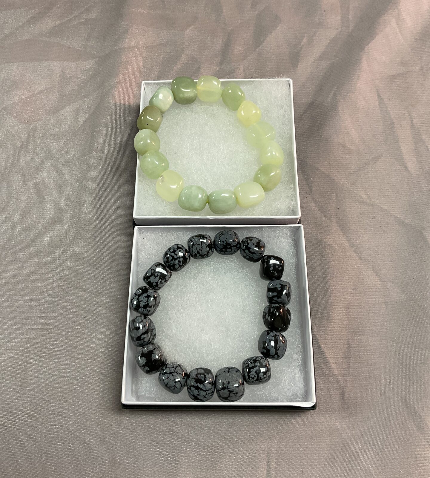 two crystal bracelets