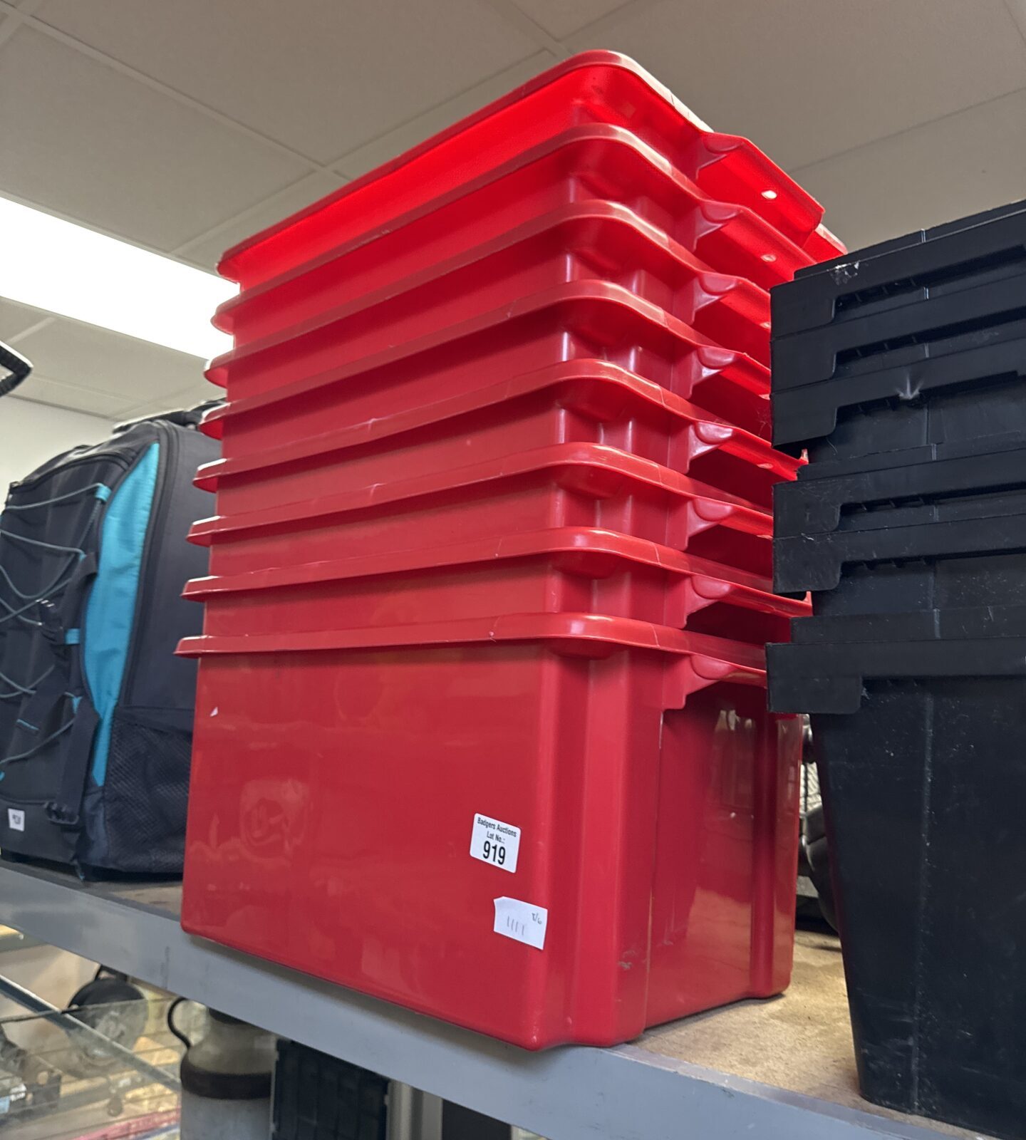 Eight plastic storage tubs (no lids)