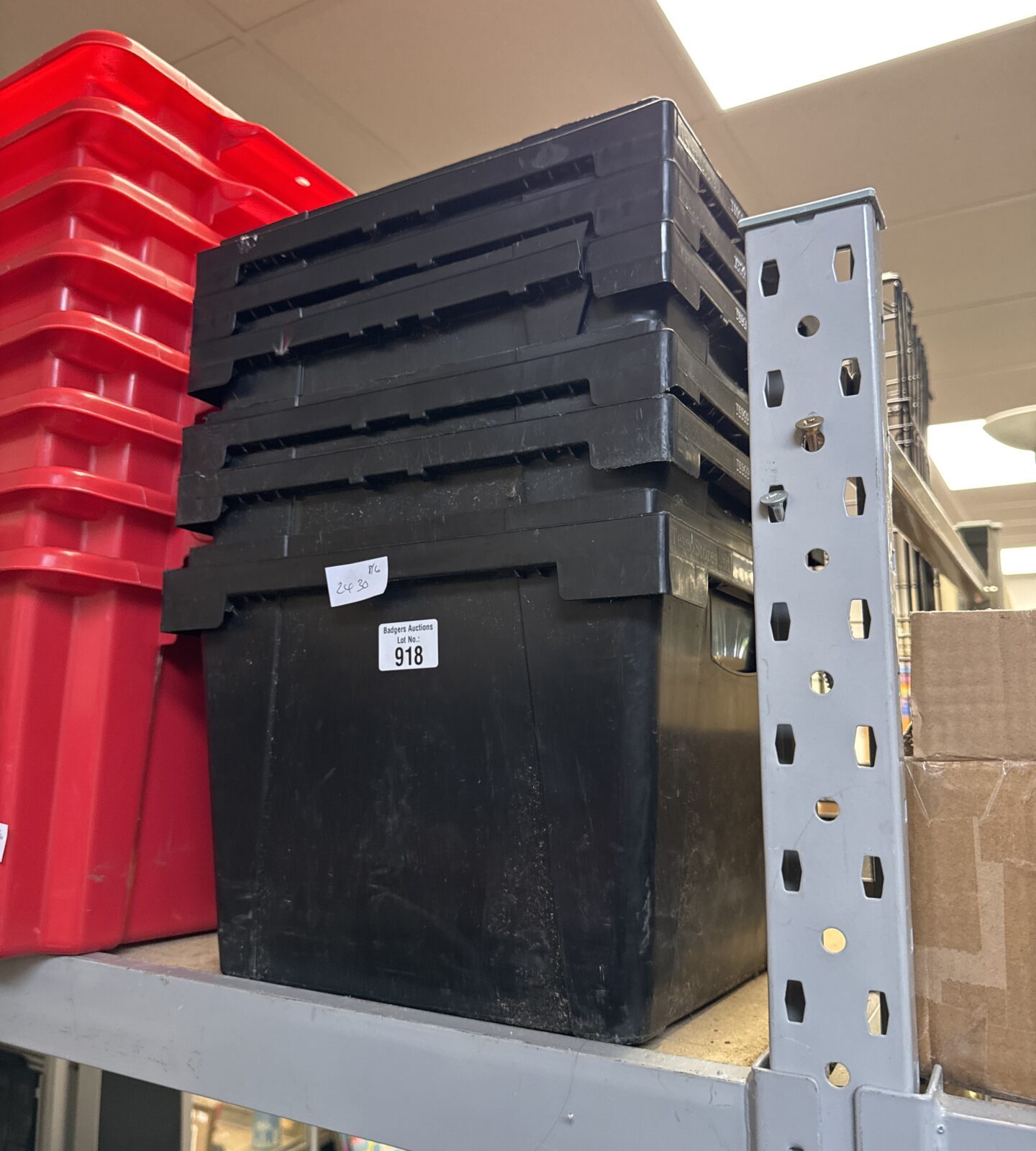 Six square plastic Tesco storage boxes