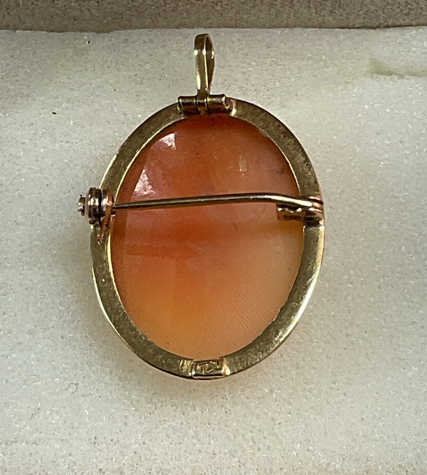 750 Yellow gold cameo pendant brooch 6.25g gross - Image 2