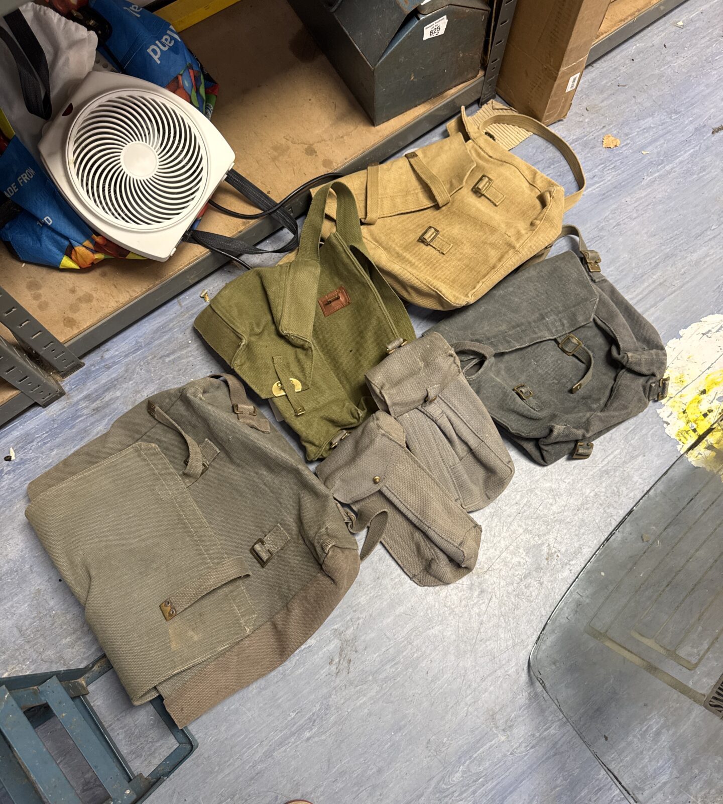 Assortment of military surplus canvas satchels & webbing pouches