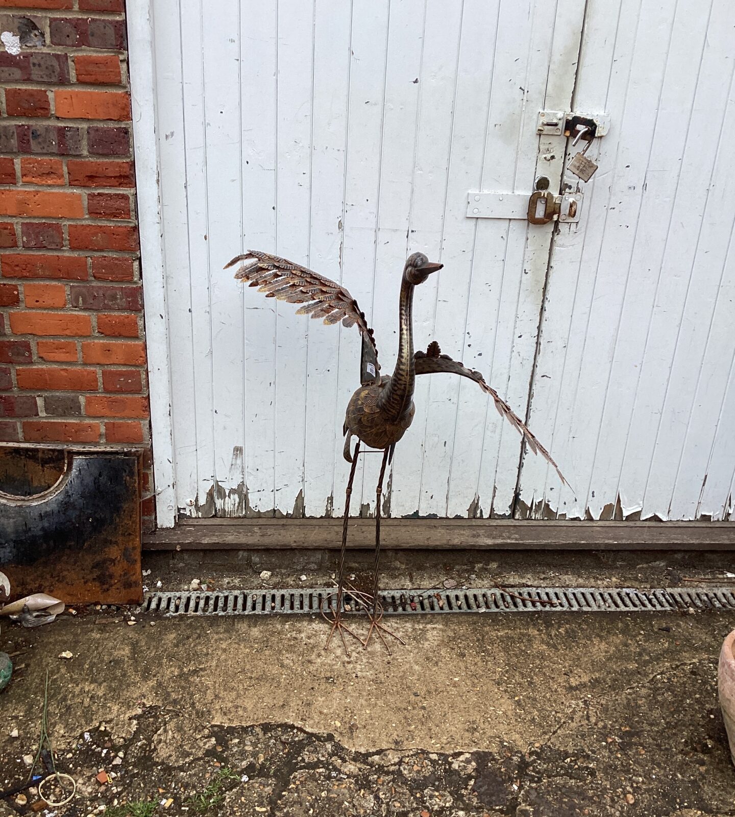 Metal Garden Heron ornament